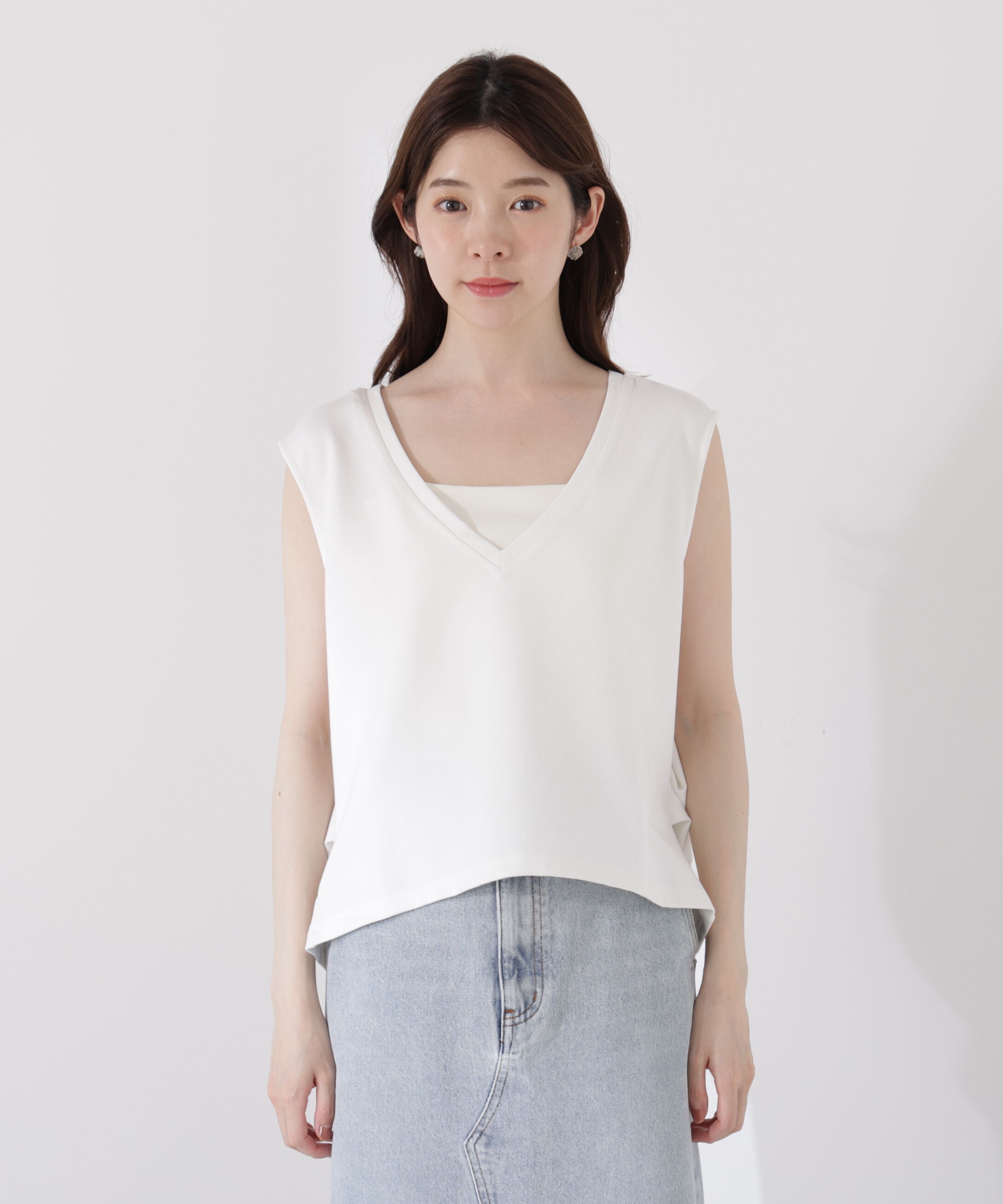 PROPORTION BODY DRESSING「＜ウォッシャブル＞Vネックフォルムカットソー」|Tシャツ・カットソー|