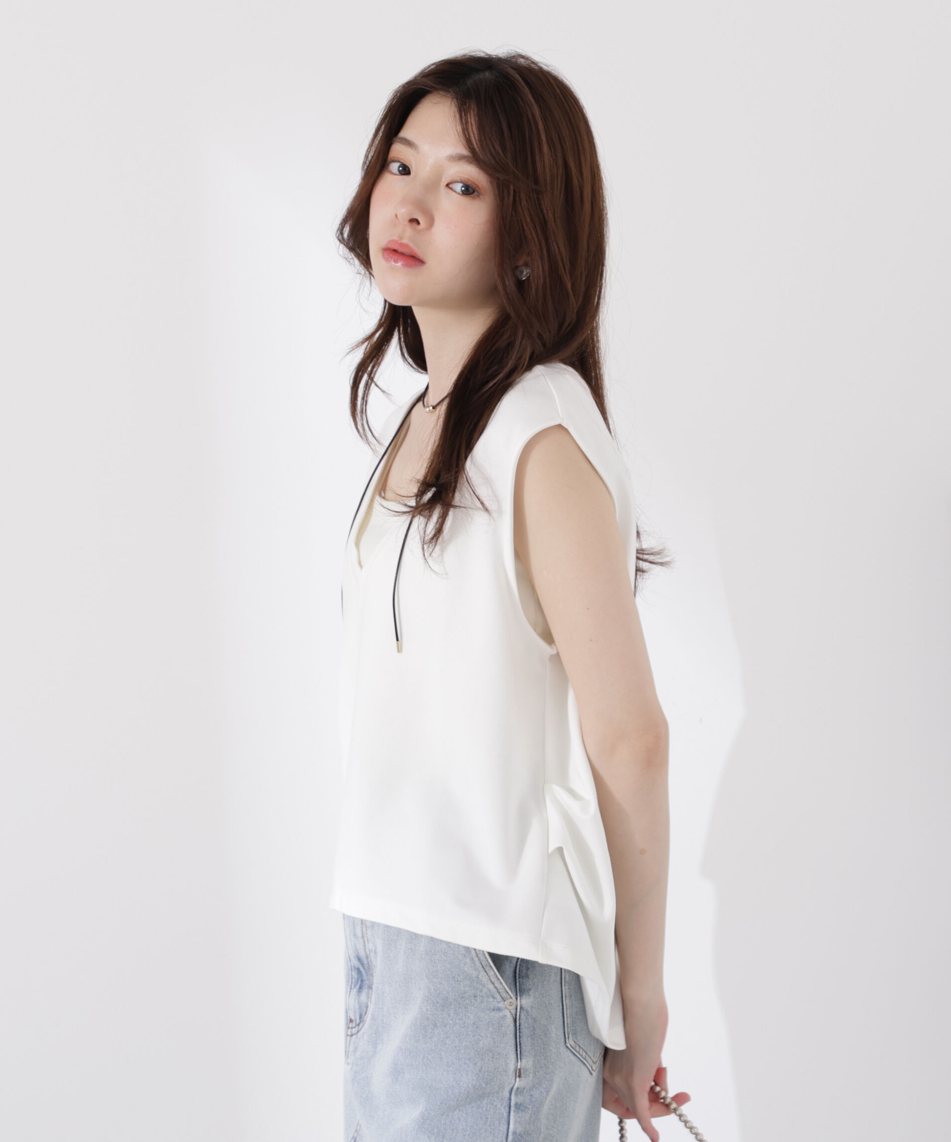 PROPORTION BODY DRESSING「＜ウォッシャブル＞Vネックフォルムカットソー」|Tシャツ・カットソー|