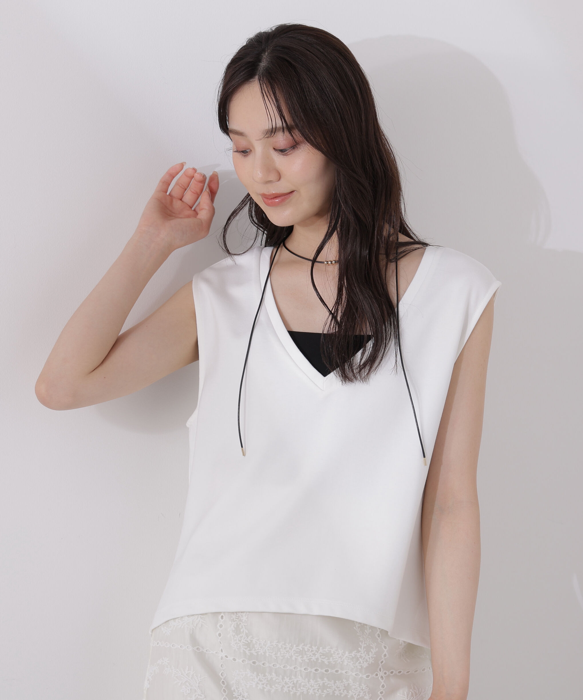 PROPORTION BODY DRESSING「＜ウォッシャブル＞Vネックフォルムカットソー」|Tシャツ・カットソー|