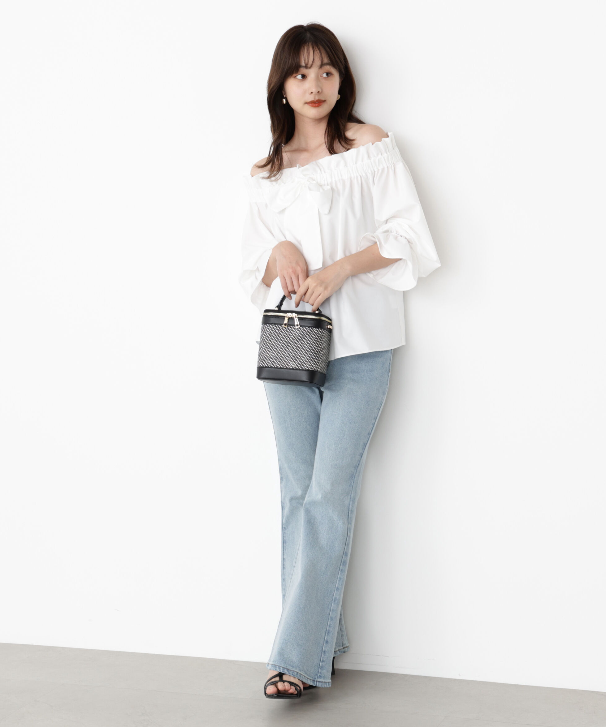 PROPORTION BODY DRESSING「＜ウォッシャブル＞リボン付きオフショルブラウス」|シャツ・ブラウス|