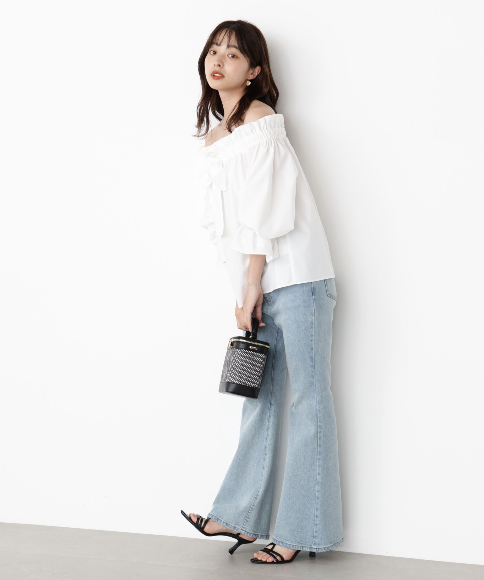 PROPORTION BODY DRESSING「＜ウォッシャブル＞リボン付きオフショルブラウス」|シャツ・ブラウス|