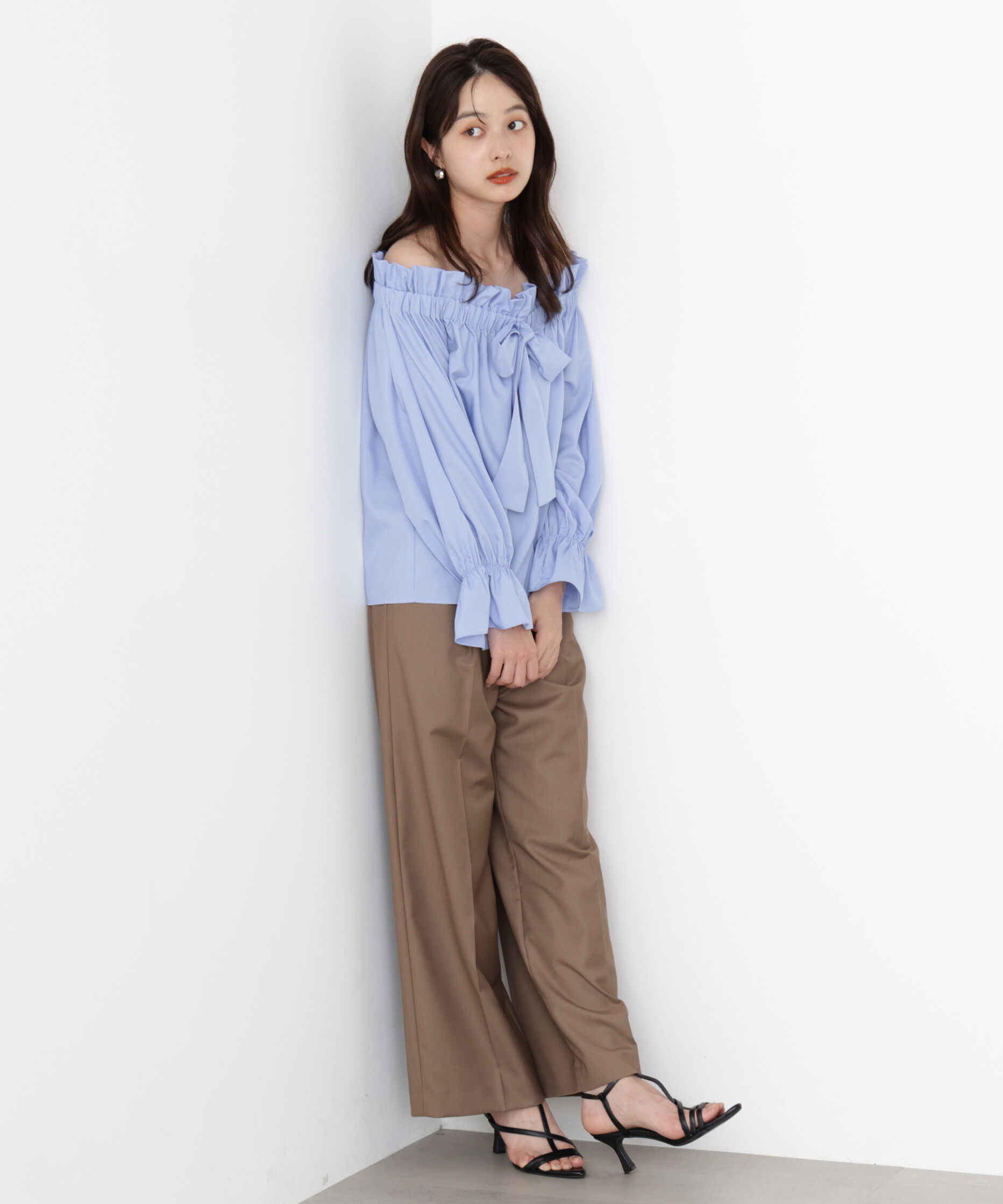 PROPORTION BODY DRESSING「＜ウォッシャブル＞リボン付きオフショルブラウス」|シャツ・ブラウス|