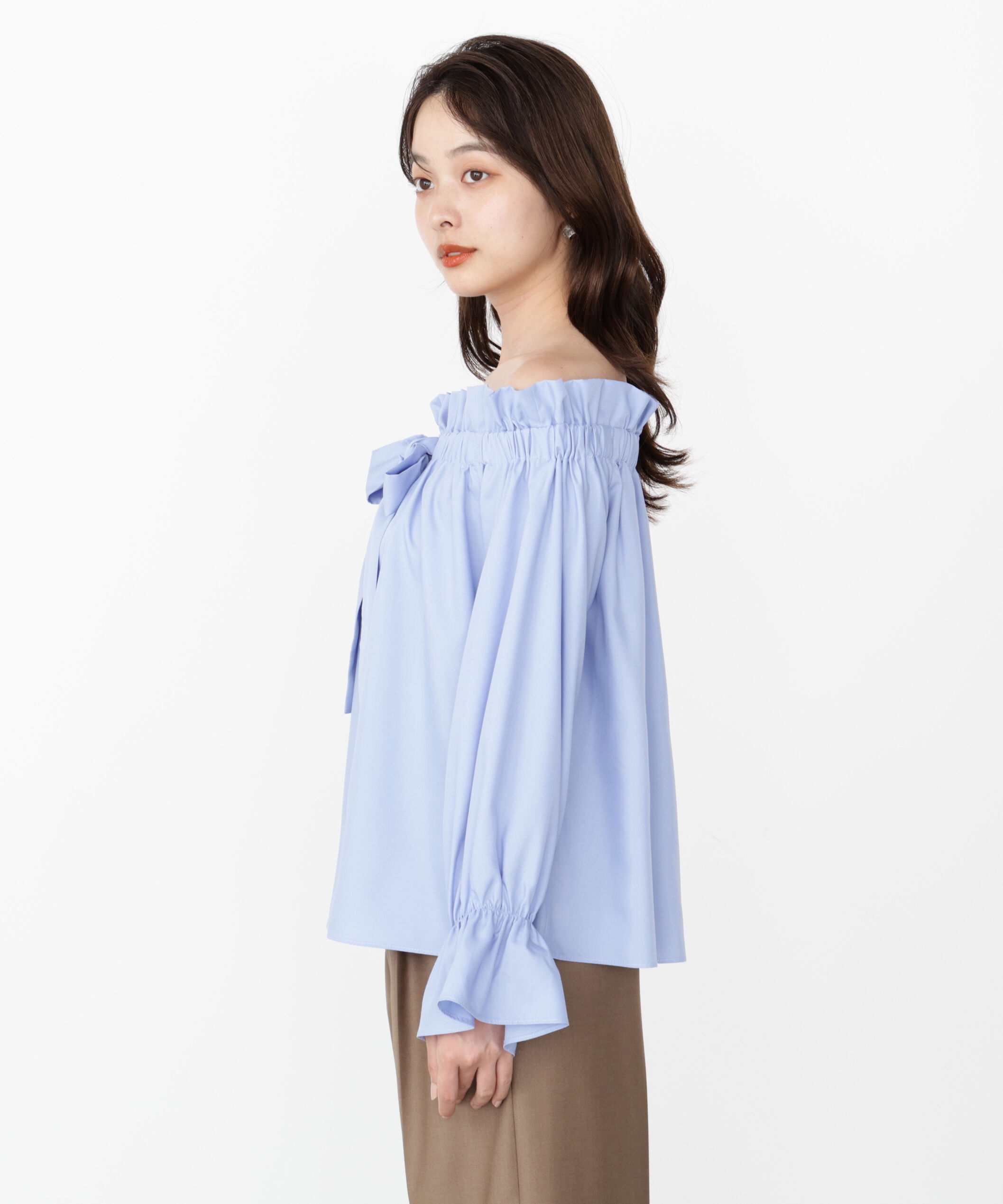 PROPORTION BODY DRESSING「＜ウォッシャブル＞リボン付きオフショルブラウス」|シャツ・ブラウス|