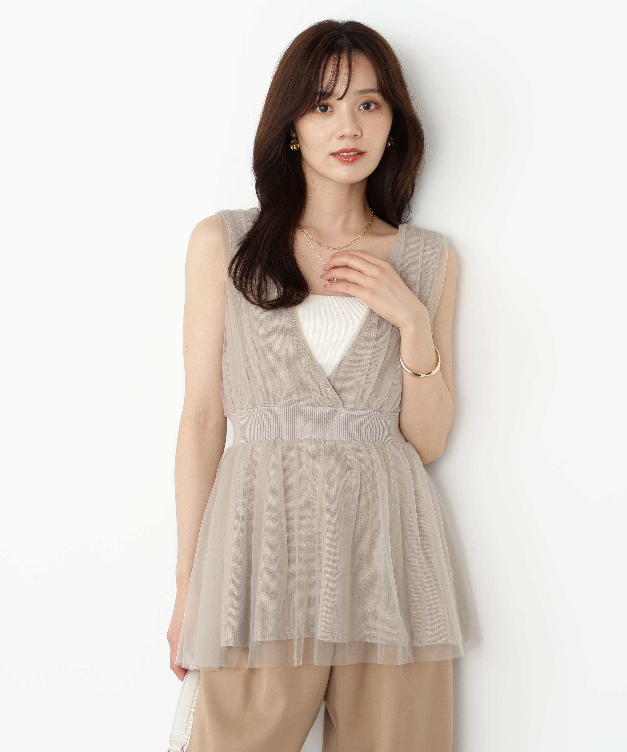 PROPORTION BODY DRESSING「チュールドッキングニットジレ」|ニット・セーター|