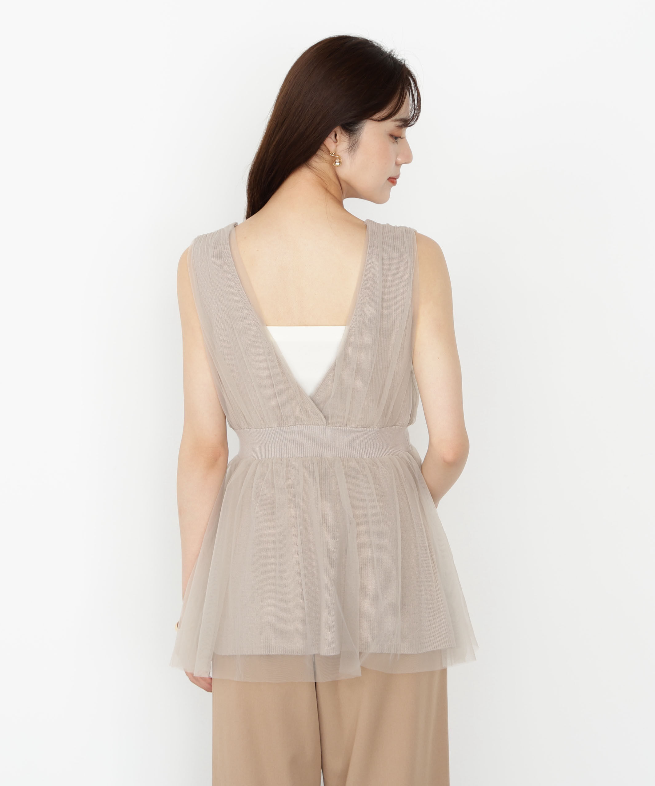 PROPORTION BODY DRESSING「チュールドッキングニットジレ」|ニット・セーター|