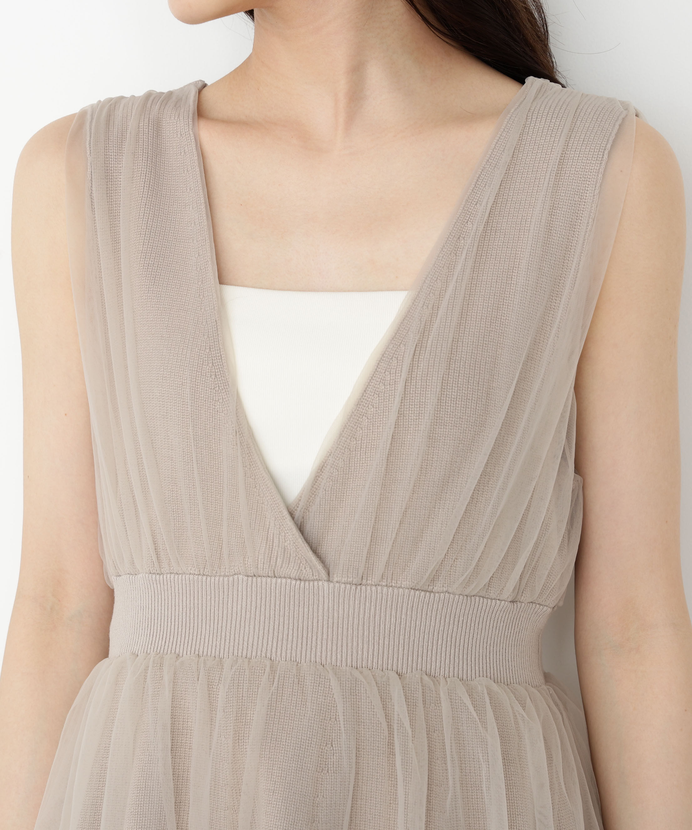 PROPORTION BODY DRESSING「チュールドッキングニットジレ」|ニット・セーター|