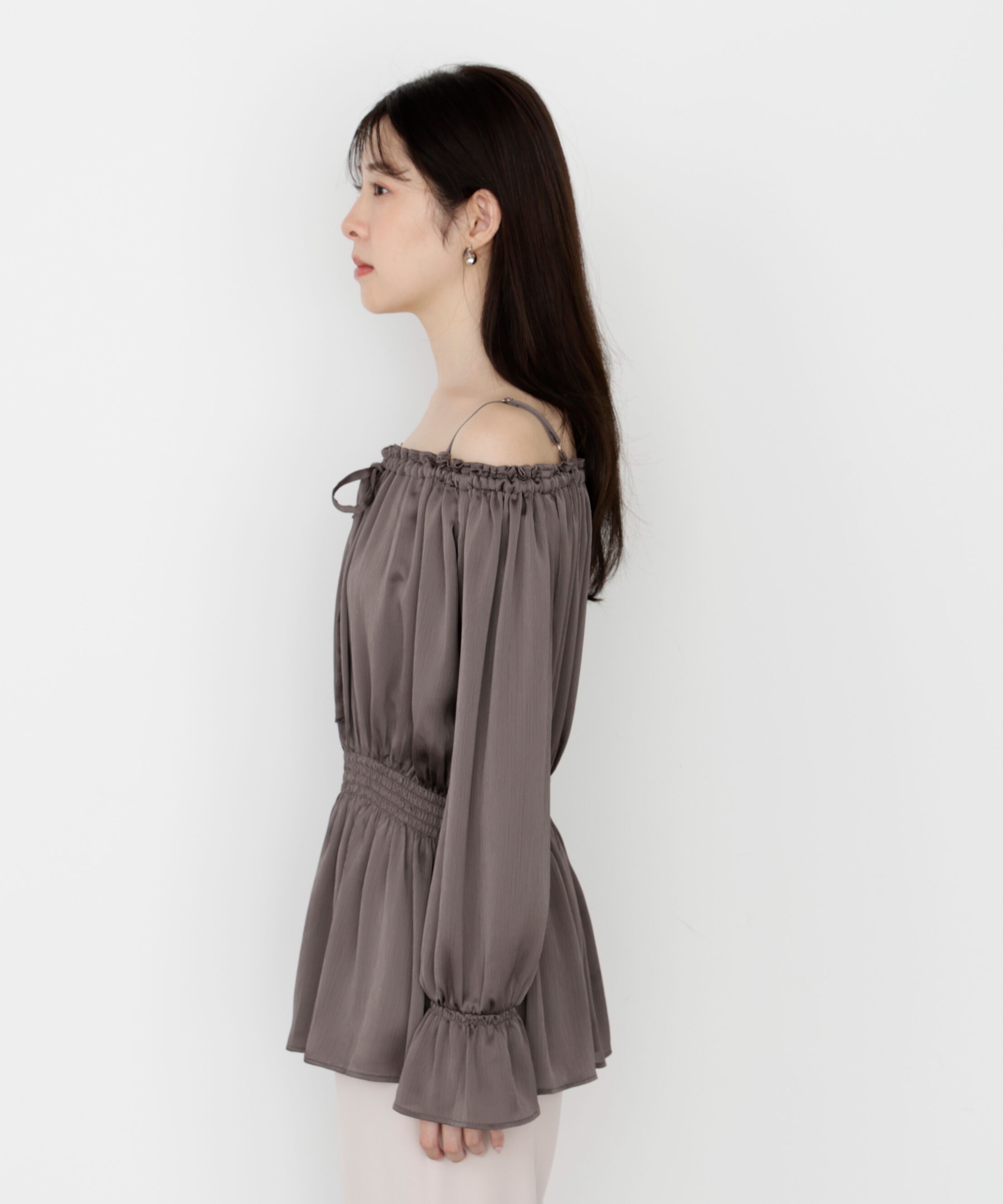 PROPORTION BODY DRESSING「《EDIT COLOGNE》＜ウォッシャブル＞リボン付きオフショルブラウス」|シャツ・ブラウス|