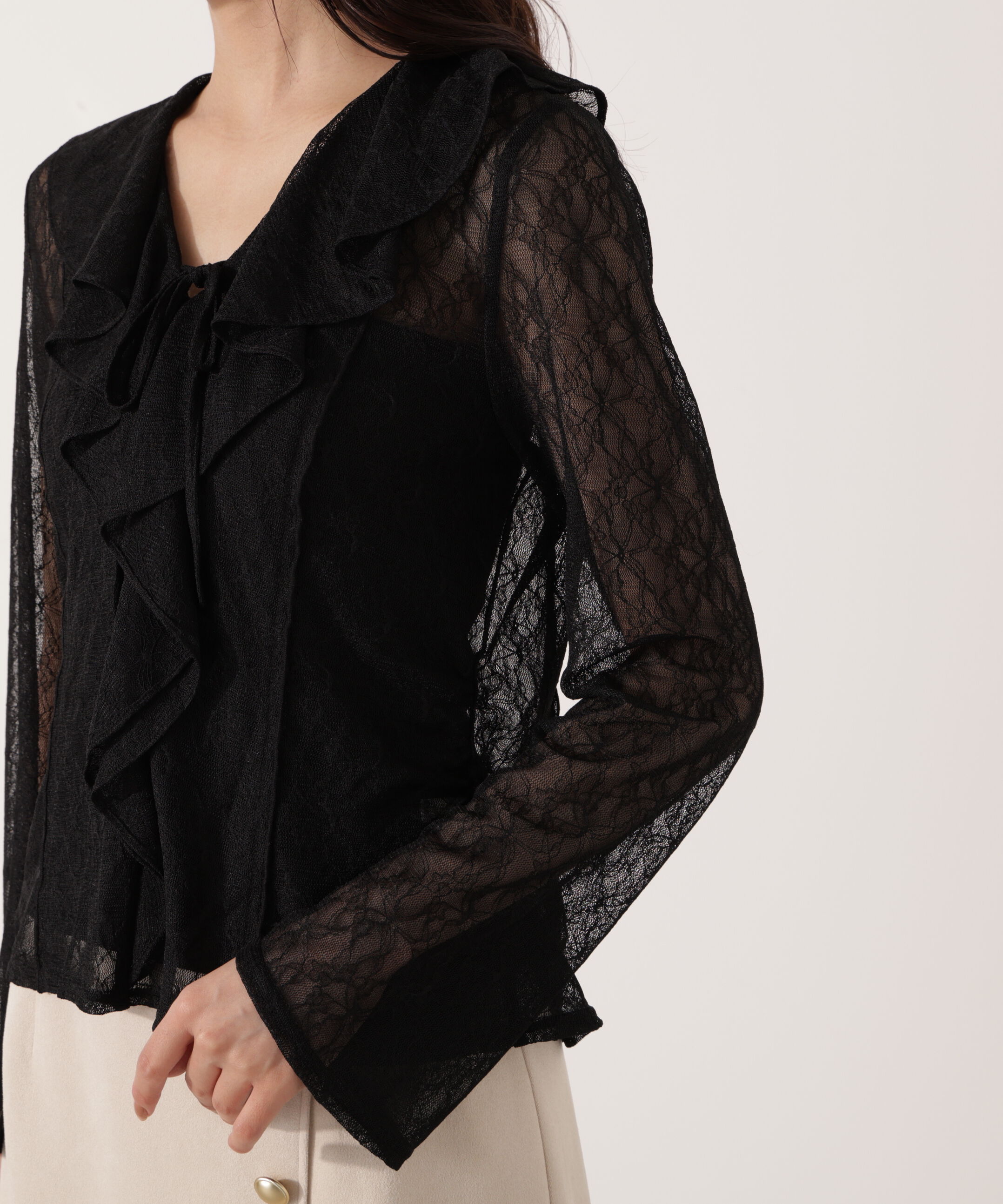 PROPORTION BODY DRESSING「＜ウォッシャブル＞ラッフルレースブラウス 25AW」|シャツ・ブラウス|