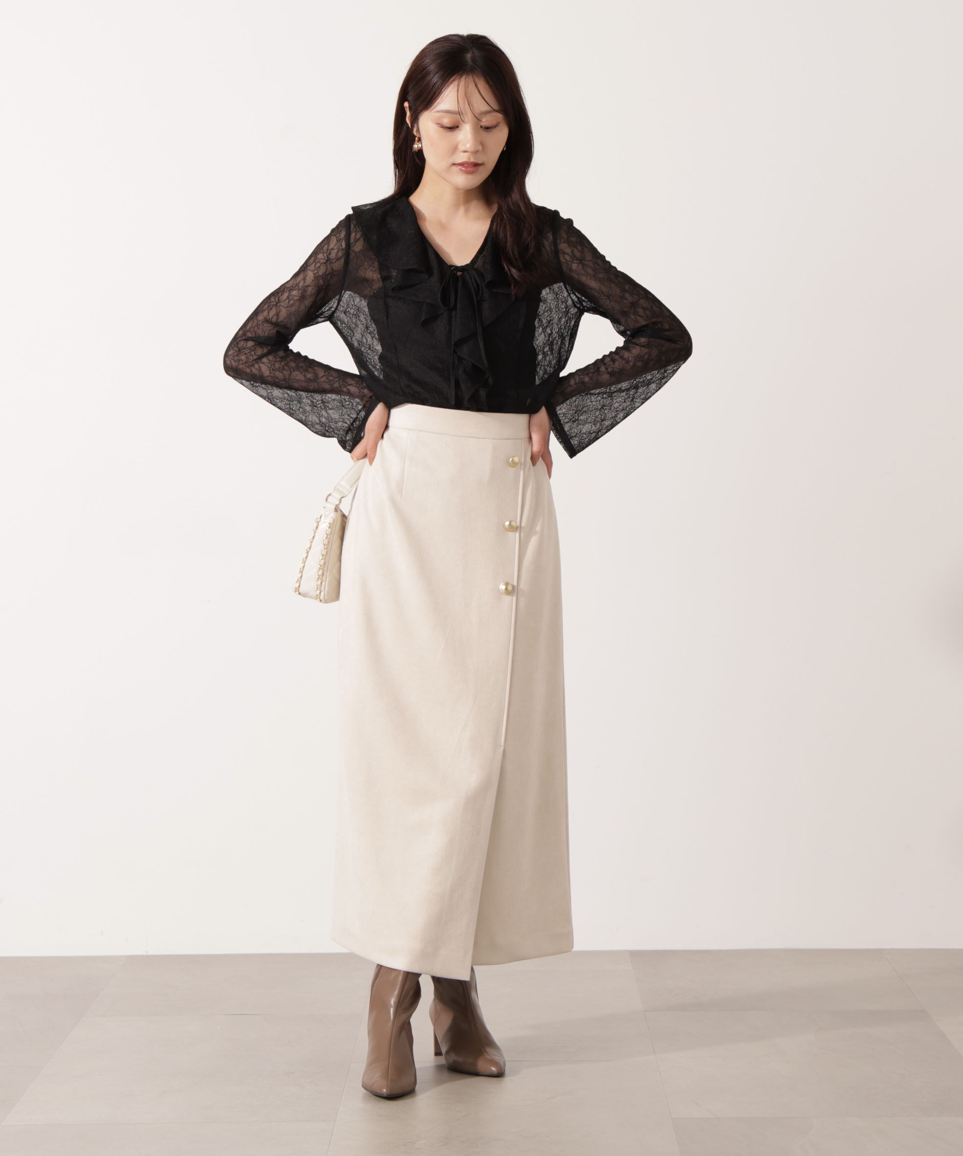 PROPORTION BODY DRESSING「＜ウォッシャブル＞ラッフルレースブラウス 25AW」|シャツ・ブラウス|