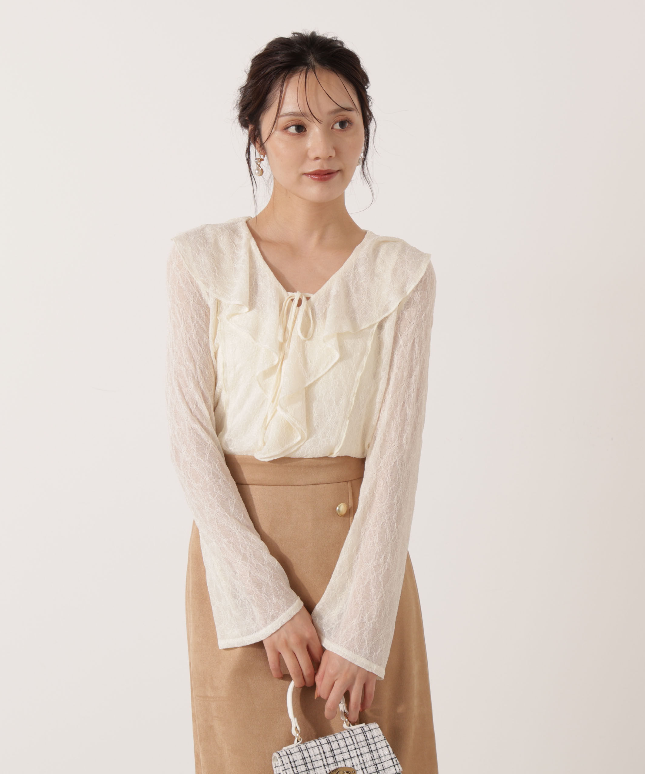 PROPORTION BODY DRESSING「＜ウォッシャブル＞ラッフルレースブラウス 25AW」|シャツ・ブラウス|