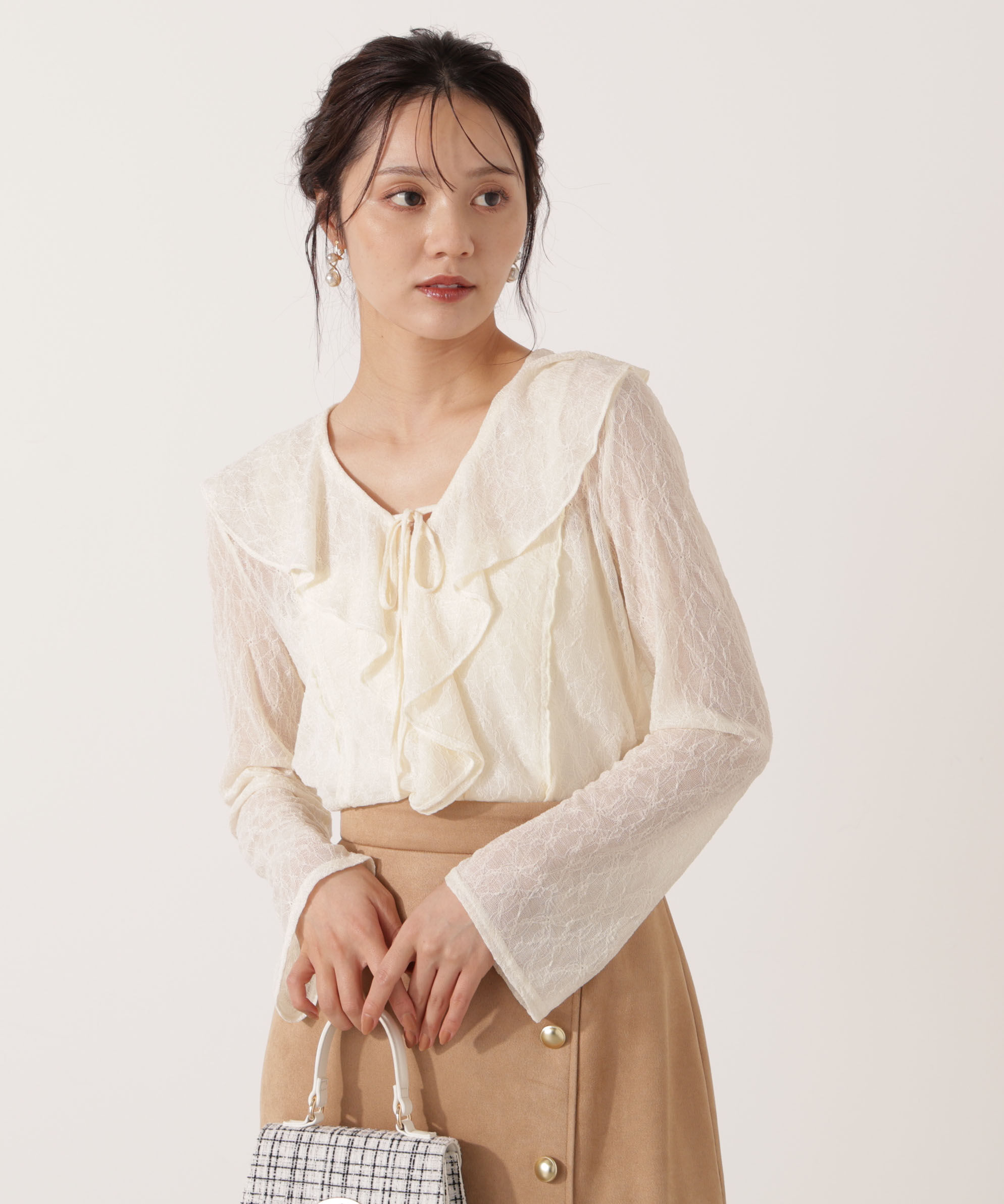 PROPORTION BODY DRESSING「＜ウォッシャブル＞ラッフルレースブラウス 25AW」|シャツ・ブラウス|