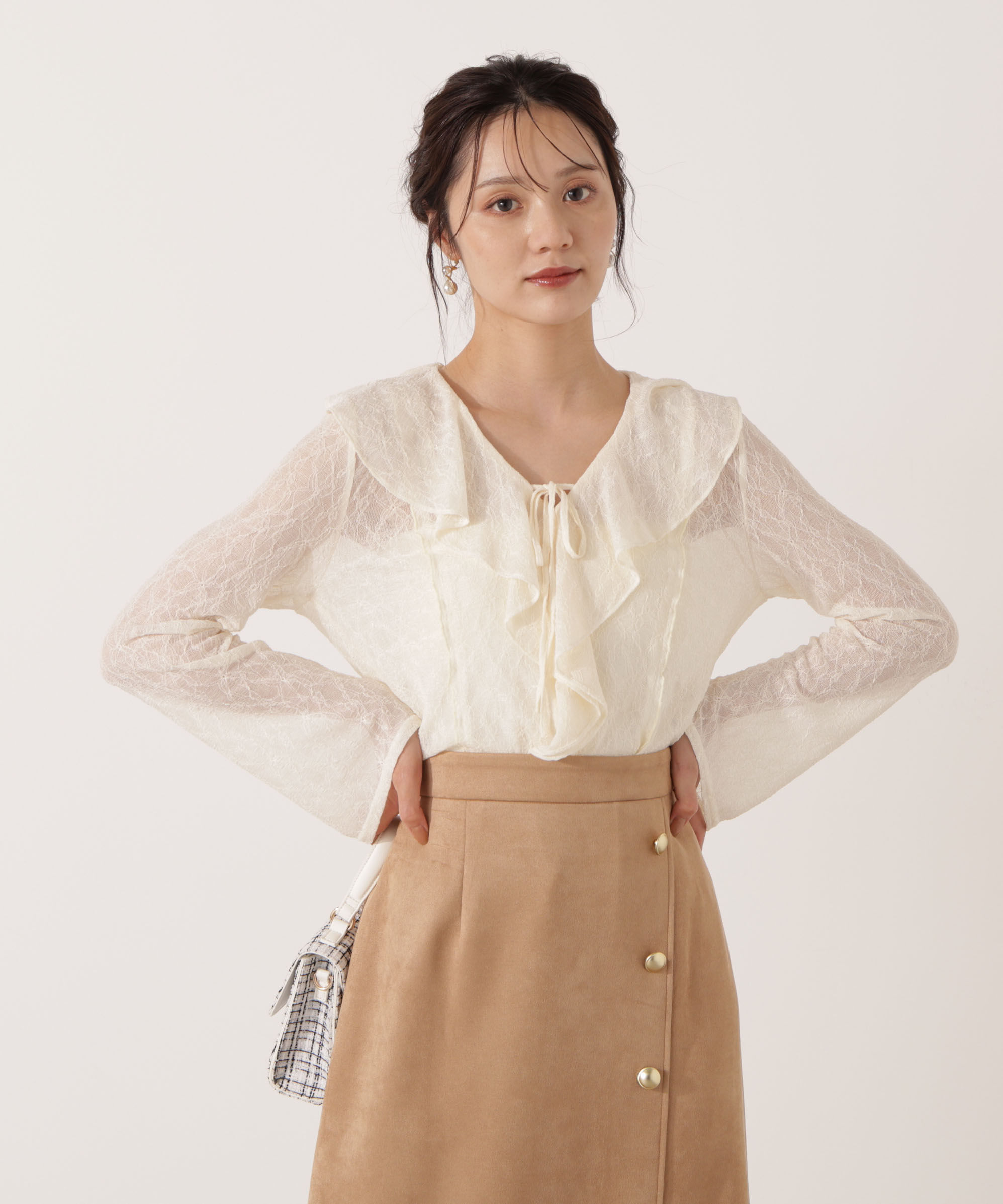 PROPORTION BODY DRESSING「＜ウォッシャブル＞ラッフルレースブラウス 25AW」|シャツ・ブラウス|