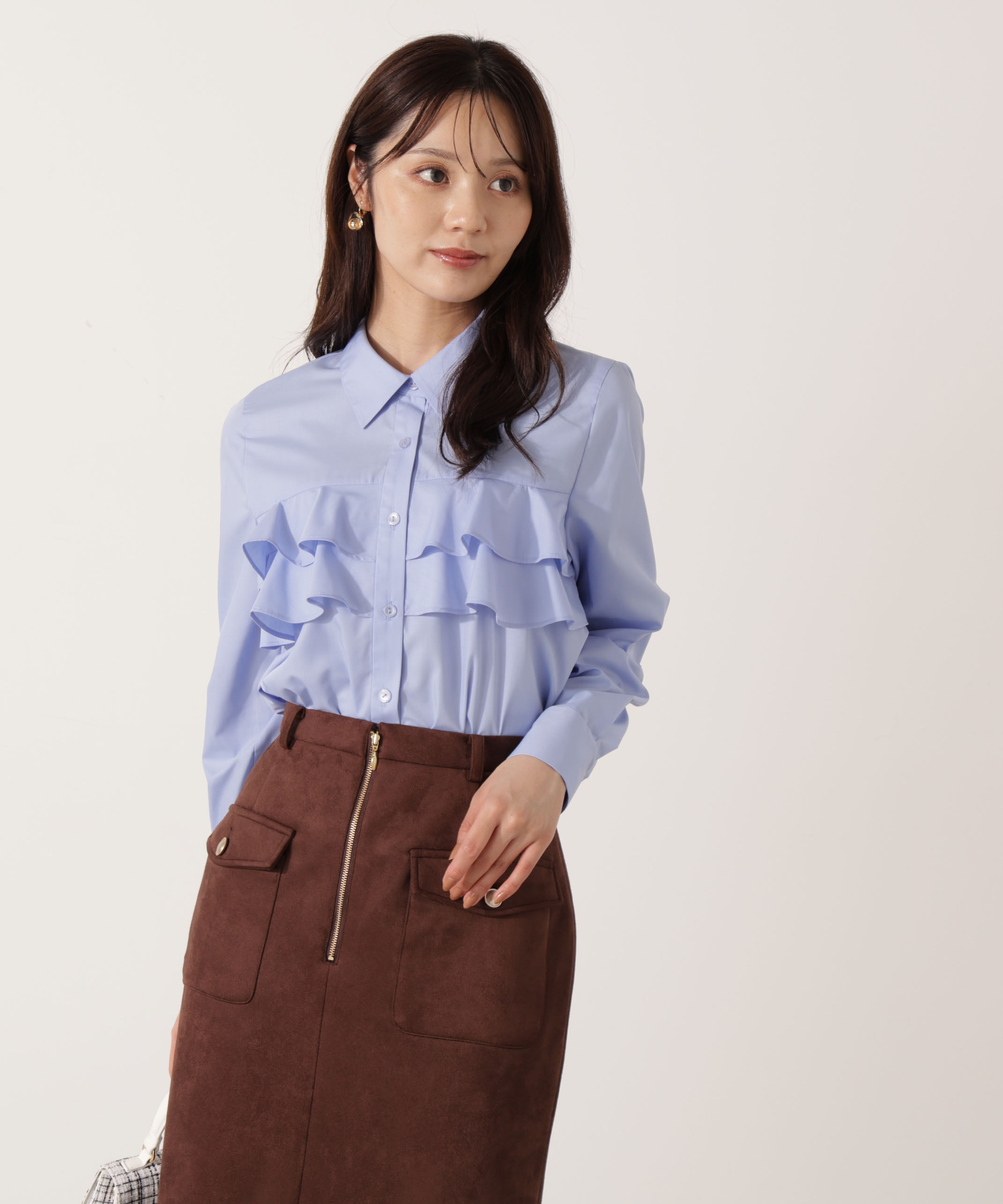 PROPORTION BODY DRESSING「フリルシャツ」|シャツ・ブラウス|ブルー