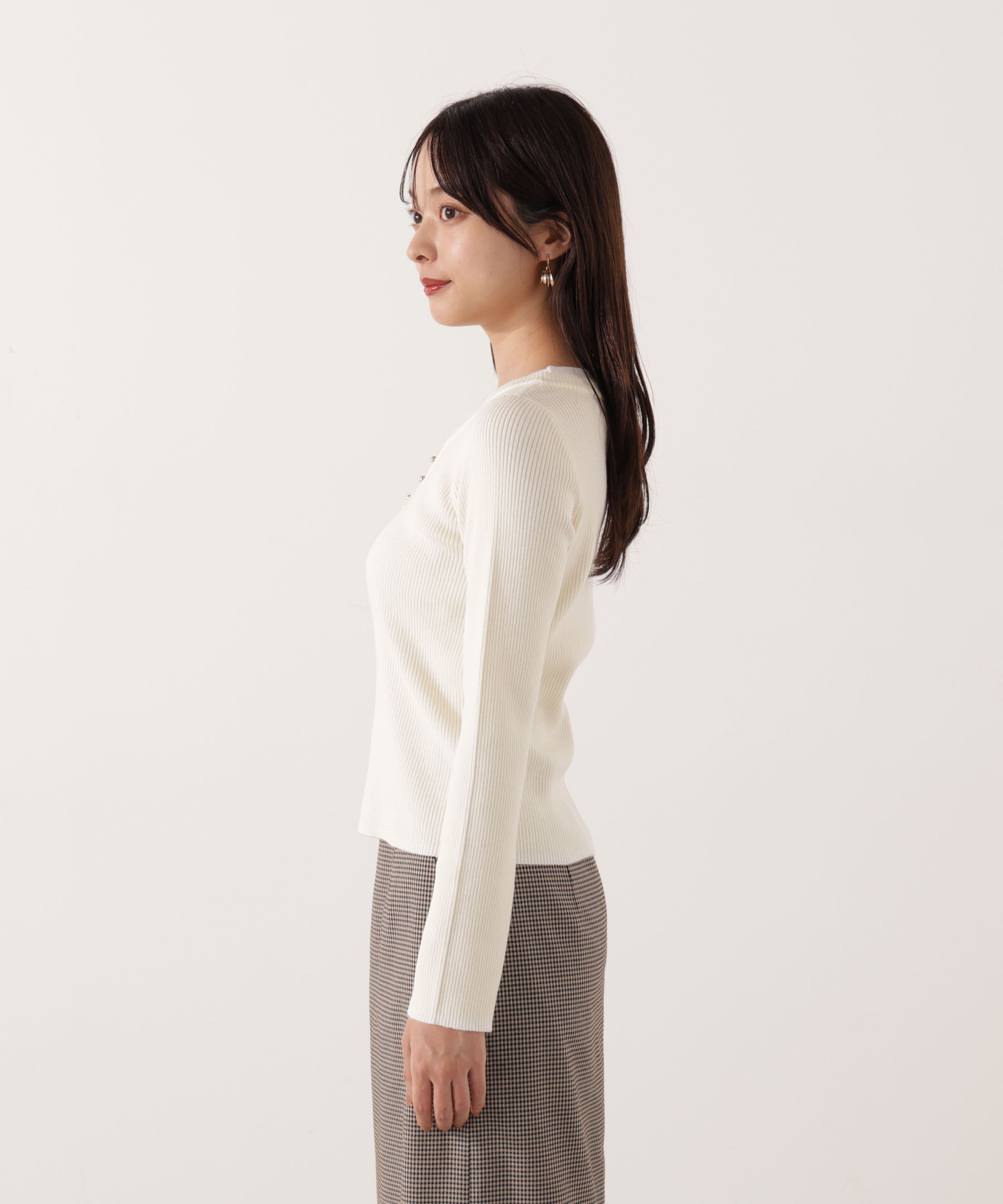 PROPORTION BODY DRESSING「＜ウォッシャブル＞レイヤード風ヘンリーネックニット 25AW」|ニット・セーター|
