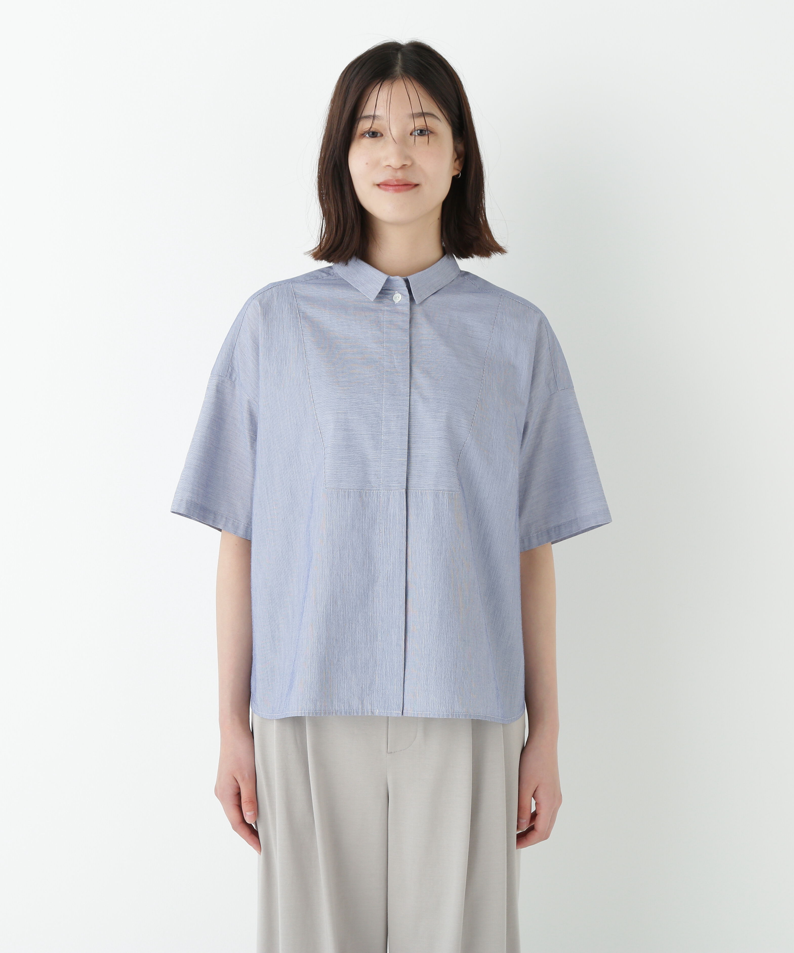  「◆コットンストライプボックスシャツ」|シャツ・ブラウス|