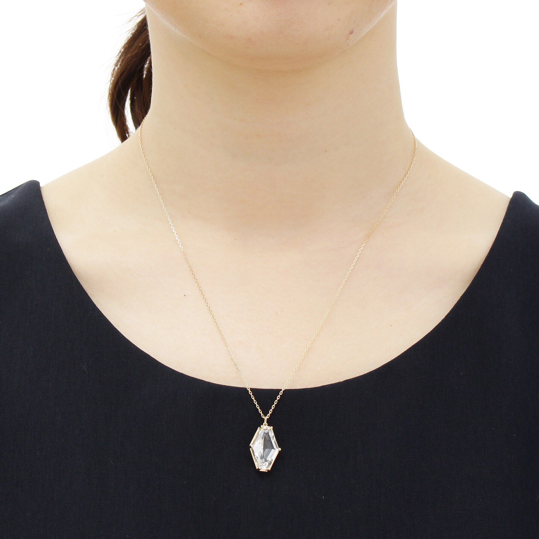 COCOSHNIK「K10ホワイトトパーズ ヘキサゴンカット　ネックレス」|ネックレス|