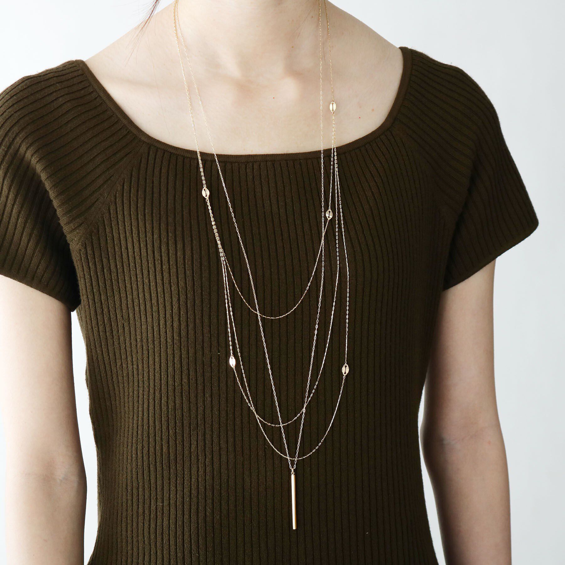 COCOSHNIK「K10ヘキサゴナルバー ネックレス大」|ネックレス|