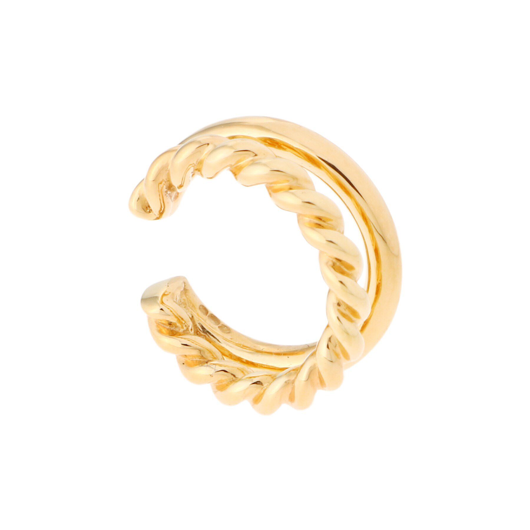 COCOSHNIK「シルバー ダブルフープ縄目 イヤーカフ小 GP」|イヤリング|