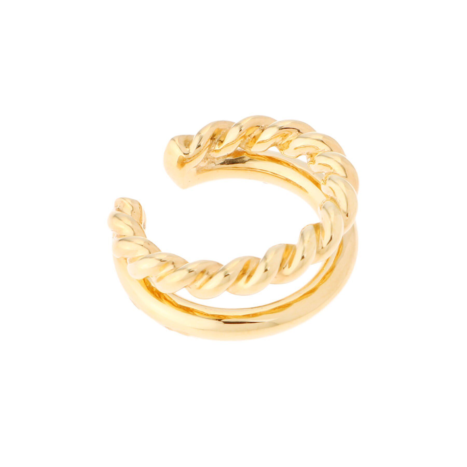 COCOSHNIK「シルバー ダブルフープ縄目 イヤーカフ小 GP」|イヤリング|