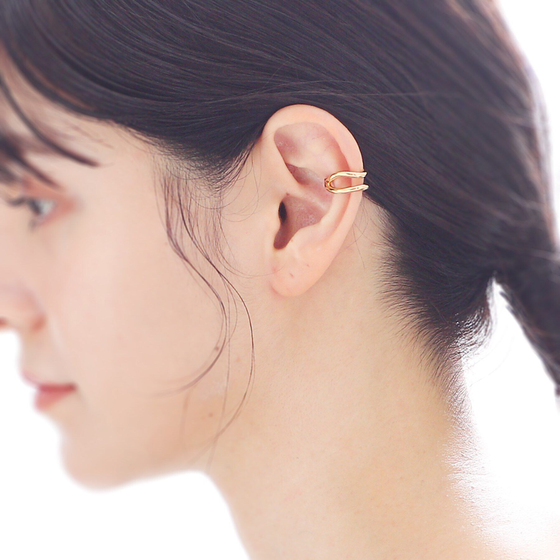 COCOSHNIK ONKITSCH「シルバー ラインイヤーカフ ダブルカーブ（片耳用） GP」|イヤリング|