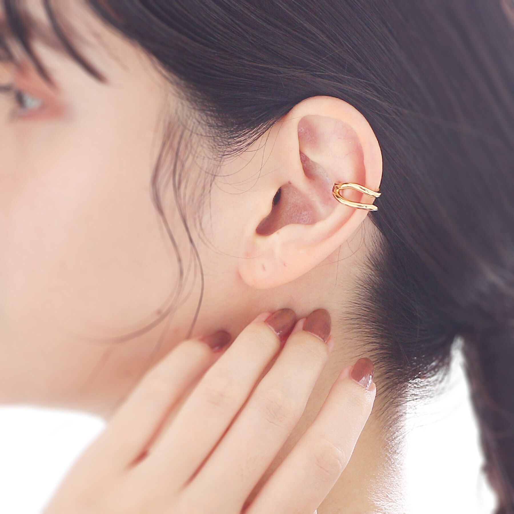 COCOSHNIK ONKITSCH「シルバー ラインイヤーカフ ダブルカーブ（片耳用） GP」|イヤリング|