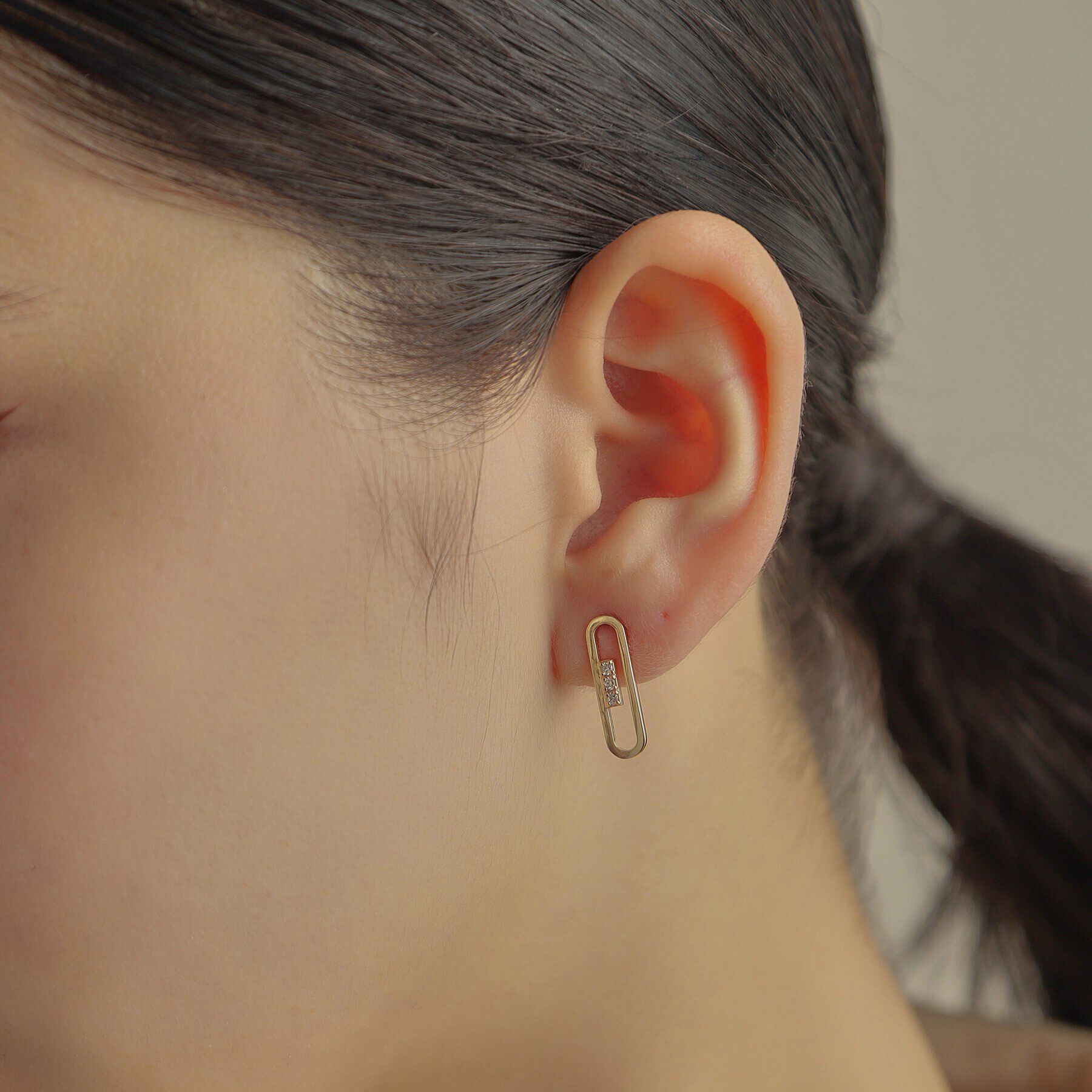 COCOSHNIK「K10ダイヤモンド トラックフレーム スタッドピアス」|ピアス|