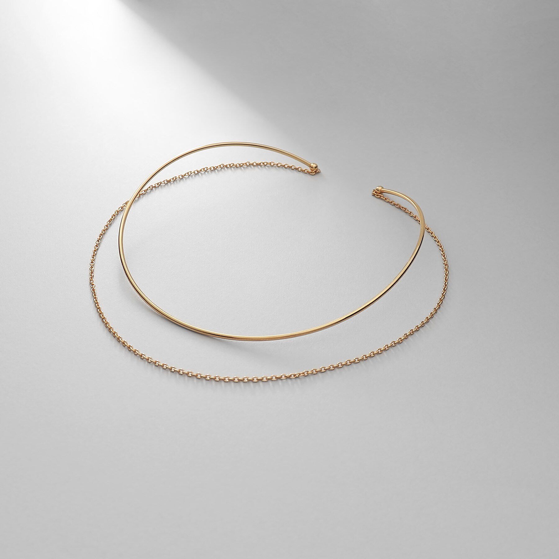 COCOSHNIK ONKITSCH「シルバー ホロウフレキシブルチェーンチョーカー オーバルリンク GP」|ネックレス|