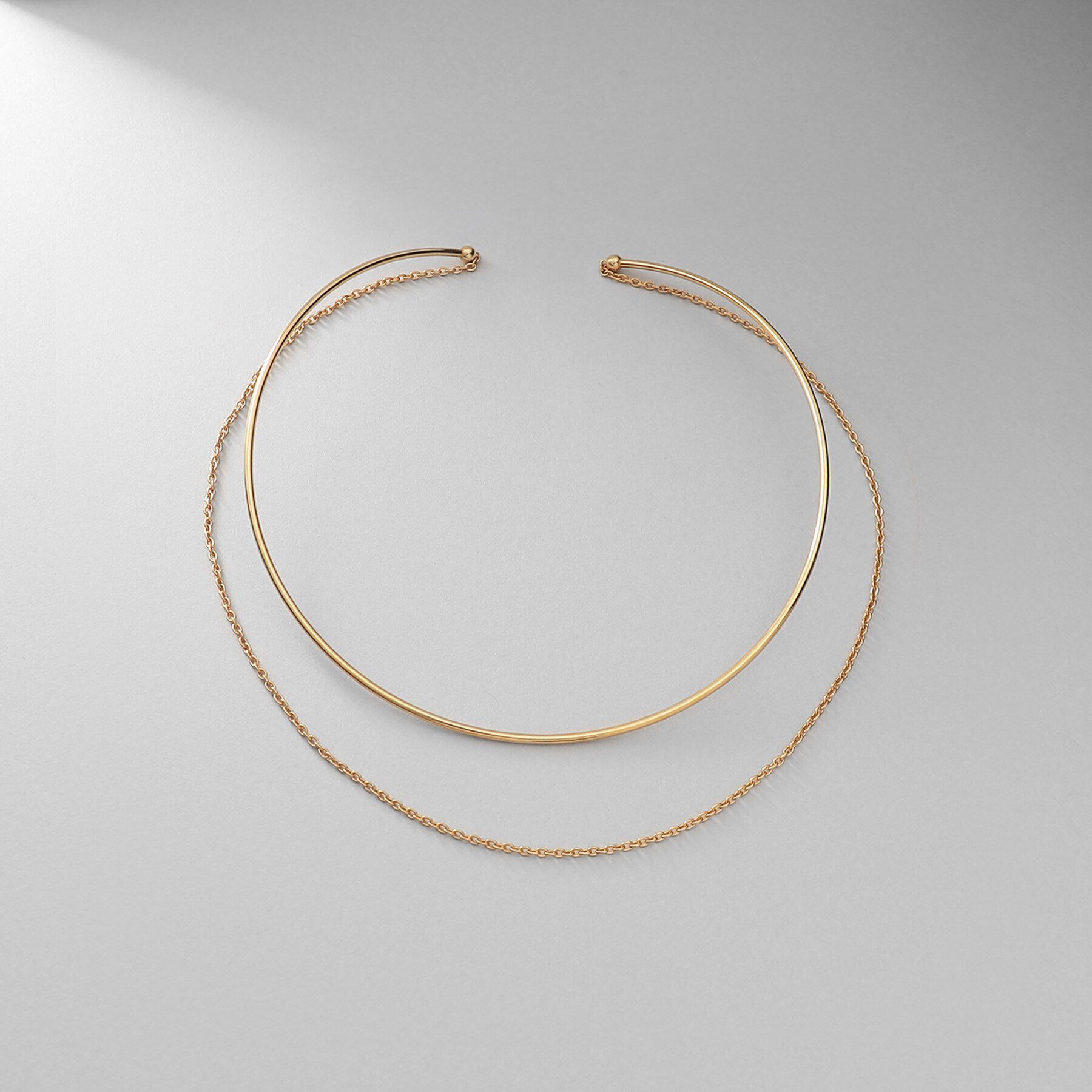 COCOSHNIK ONKITSCH「シルバー ホロウフレキシブルチェーンチョーカー オーバルリンク GP」|ネックレス|