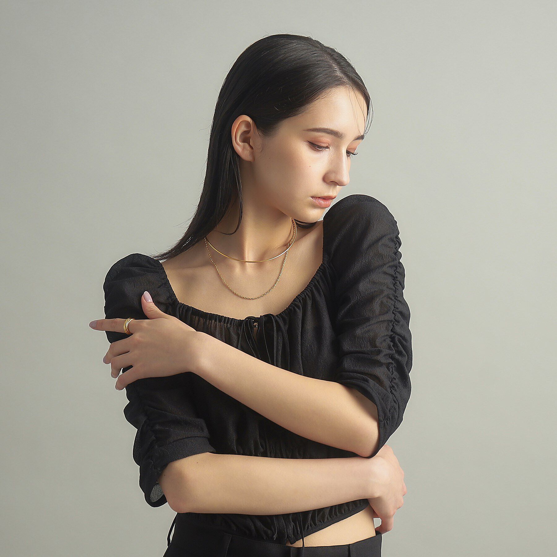 COCOSHNIK ONKITSCH「シルバー ホロウフレキシブルチェーンチョーカー オーバルリンク GP」|ネックレス|