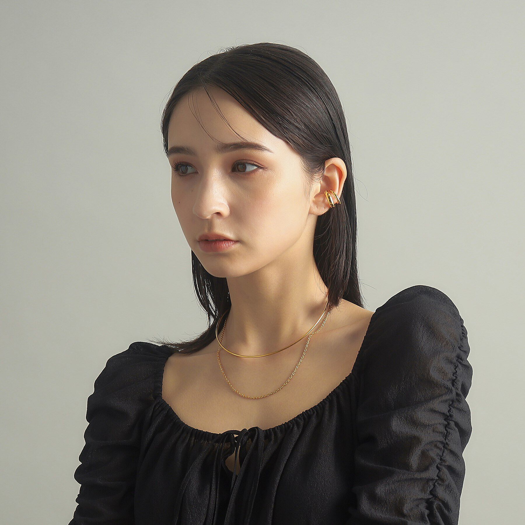 COCOSHNIK ONKITSCH「シルバー ホロウフレキシブルチェーンチョーカー オーバルリンク GP」|ネックレス|