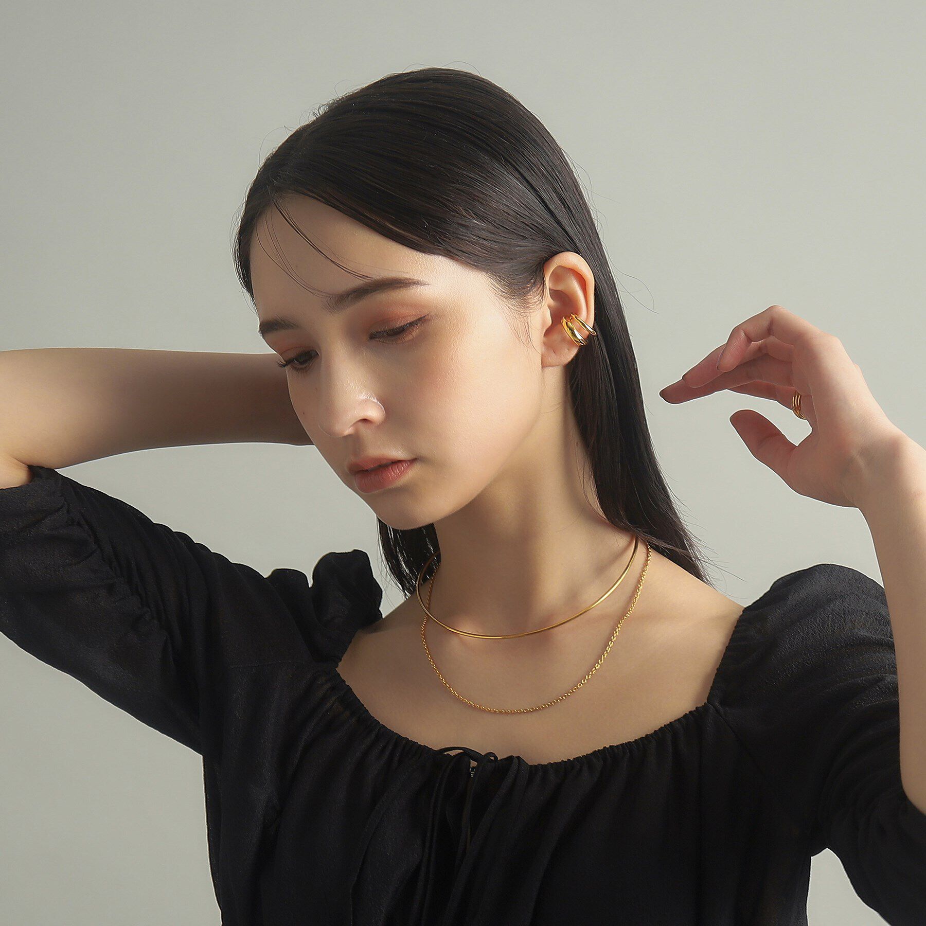 COCOSHNIK ONKITSCH「シルバー ホロウフレキシブルチェーンチョーカー オーバルリンク GP」|ネックレス|