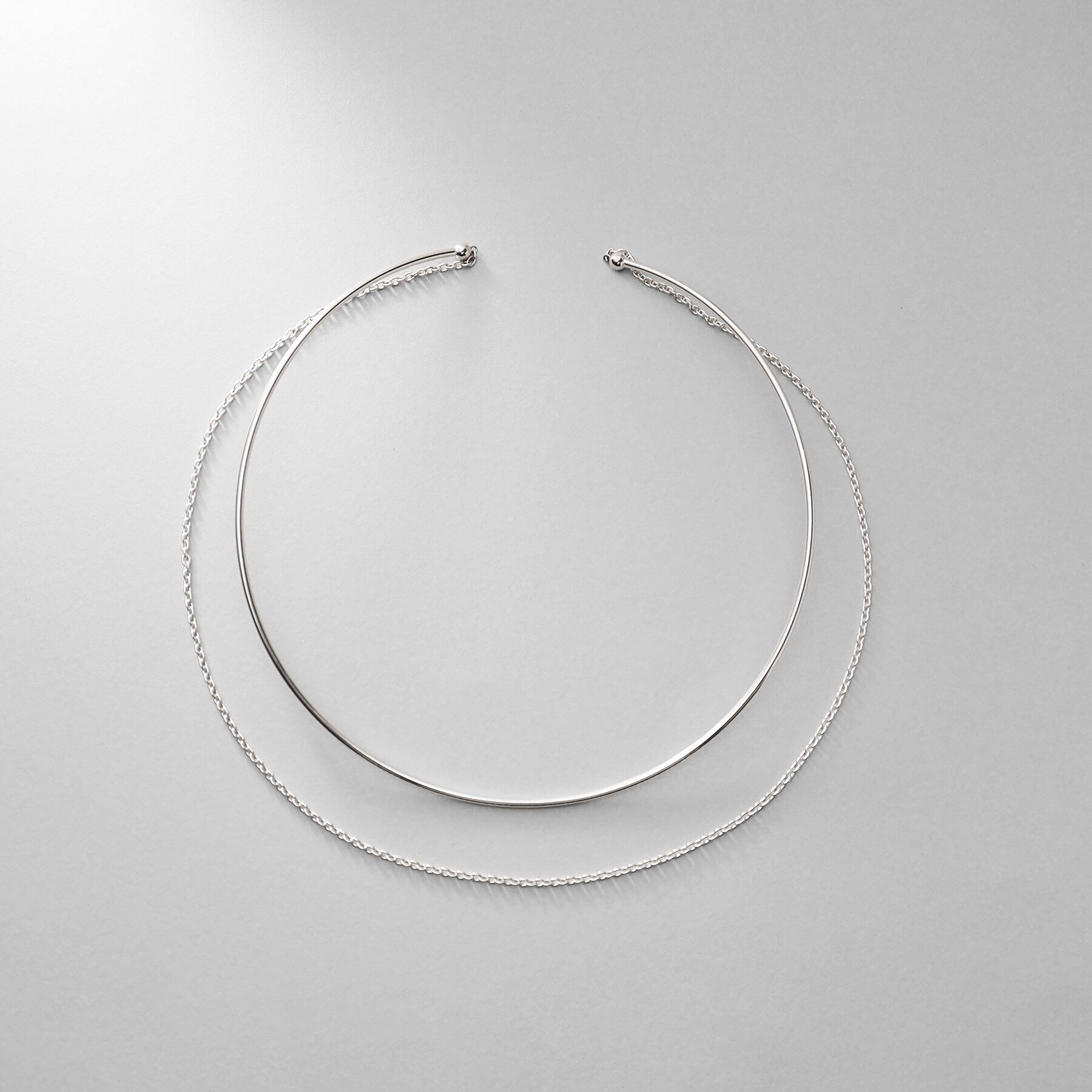 COCOSHNIK ONKITSCH「シルバー ホロウフレキシブルチェーンチョーカー オーバルリンク」|ネックレス|