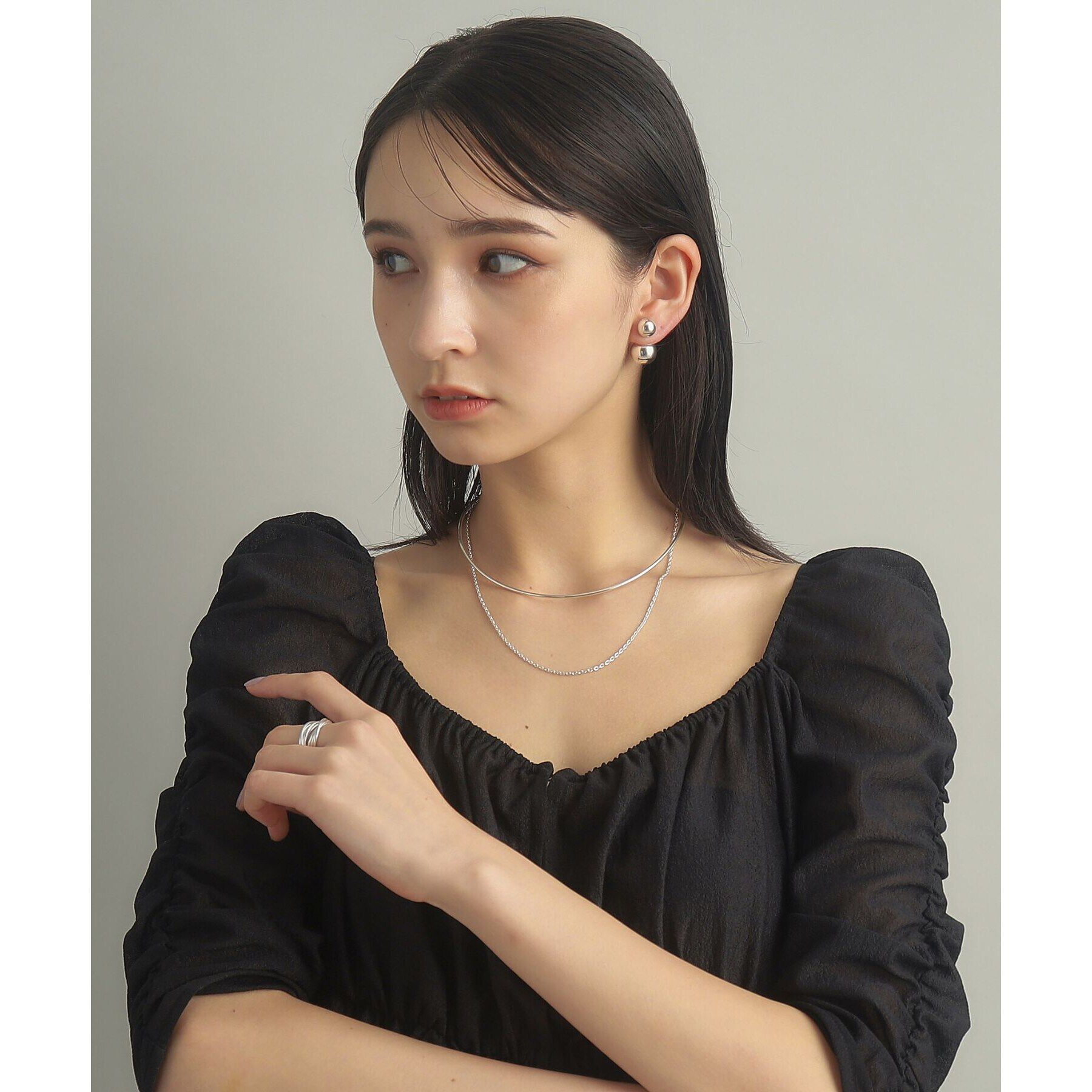 COCOSHNIK ONKITSCH「シルバー ホロウフレキシブルチェーンチョーカー オーバルリンク」|ネックレス|