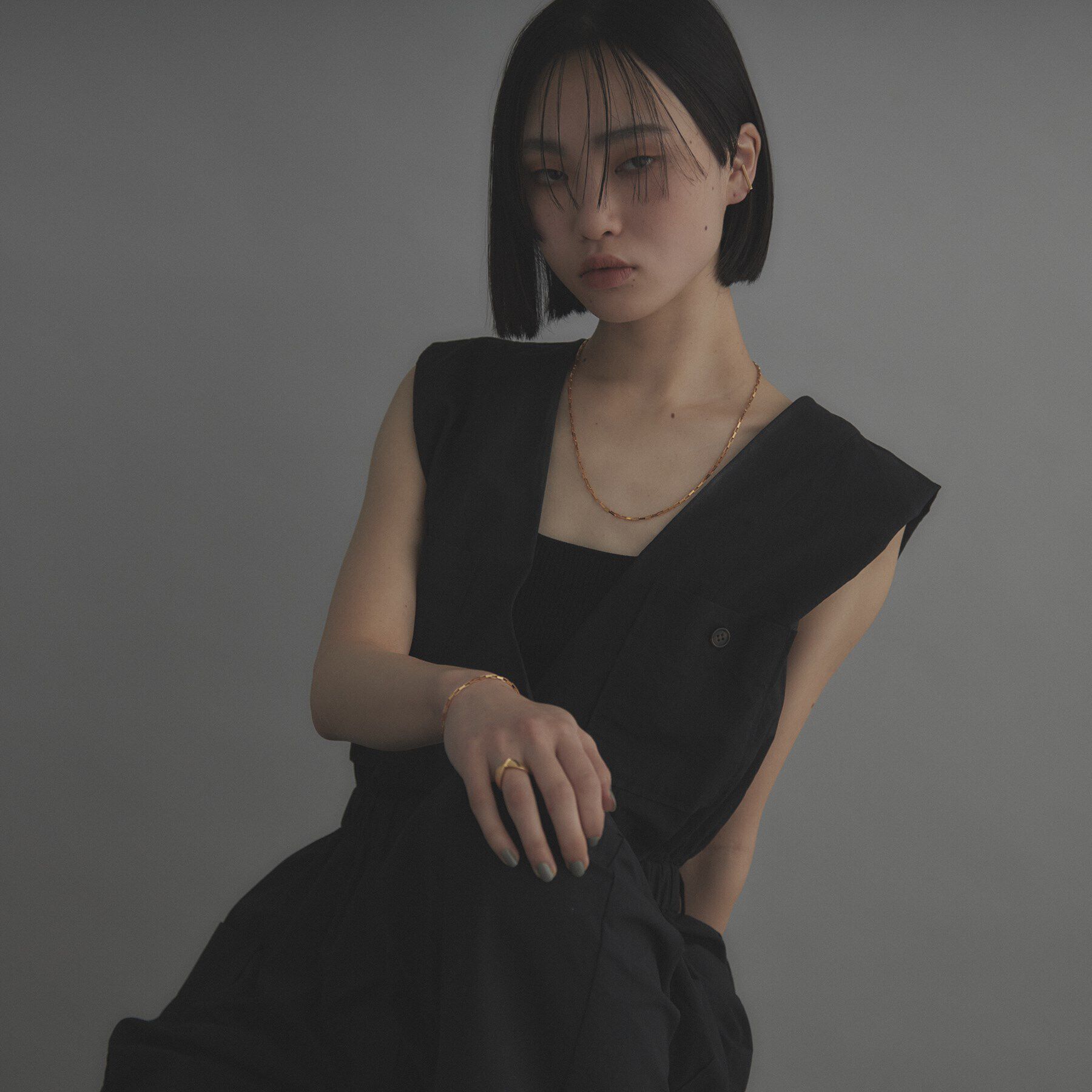 COCOSHNIK ONKITSCH「シルバー デザインチェーン ボックスネックレスM（55cm） GP」|ネックレス|