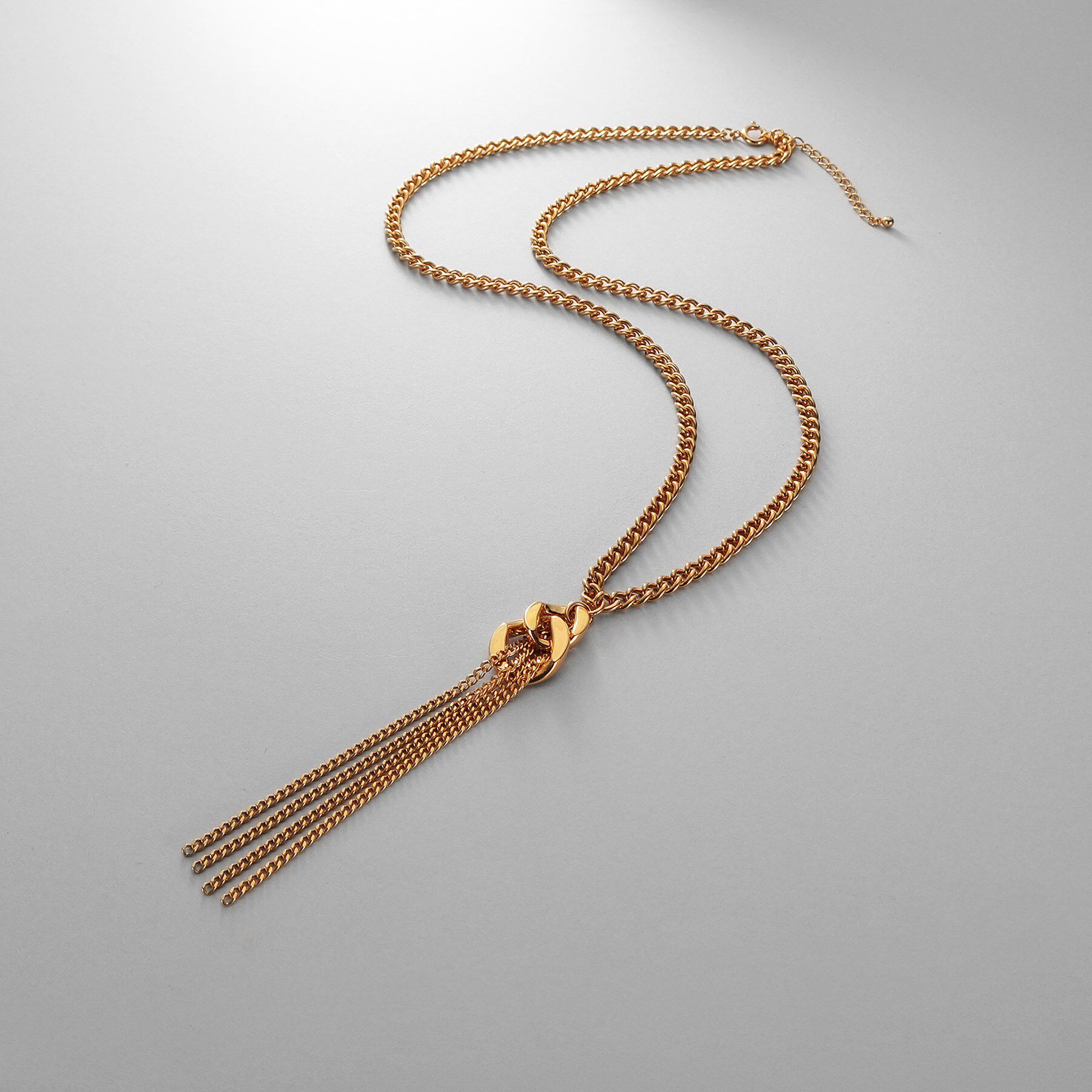 COCOSHNIK ONKITSCH「シルバー カーブチェーンモチーフフリンジネックレス GP」|ネックレス|