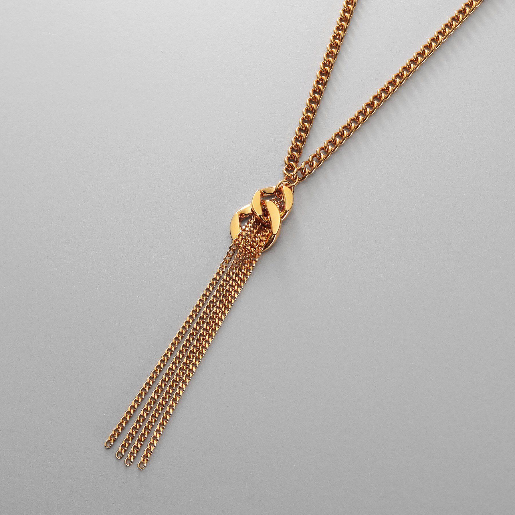 COCOSHNIK ONKITSCH「シルバー カーブチェーンモチーフフリンジネックレス GP」|ネックレス|