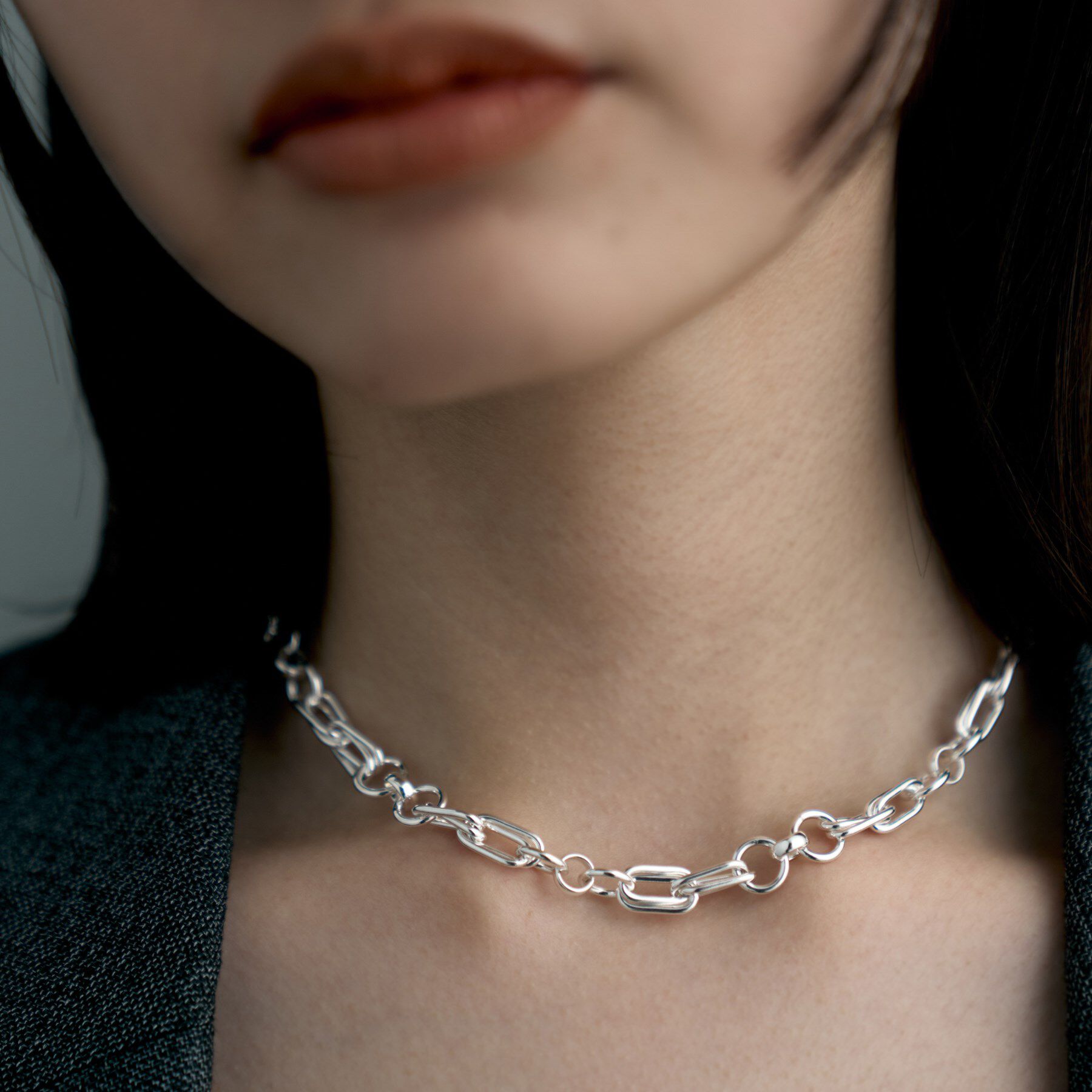 COCOSHNIK ONKITSCH「シルバー ミックスチェーン ダブルリンクネックレス」|ネックレス|