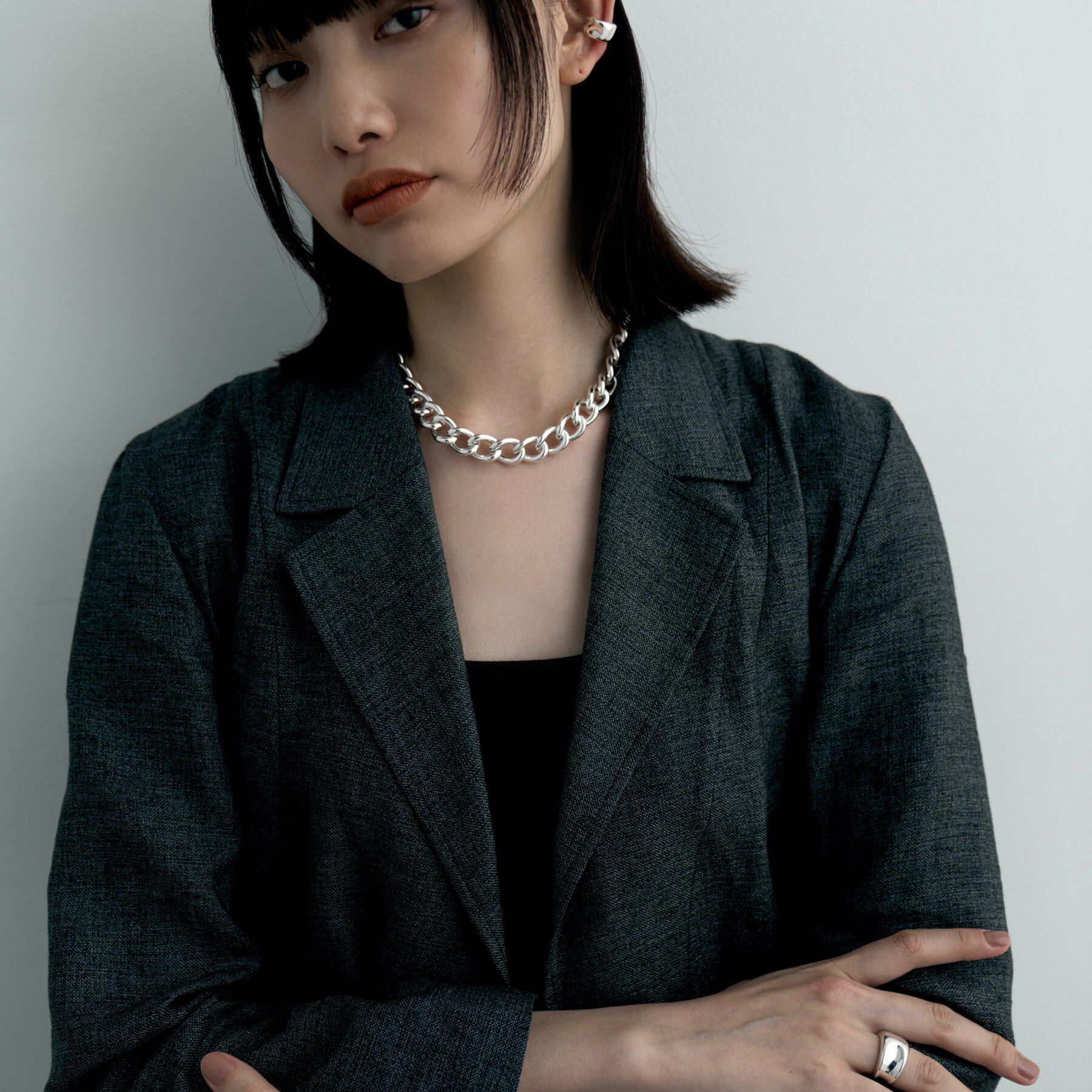 COCOSHNIK ONKITSCH「シルバー コンケイブイヤカフ」|イヤリング|