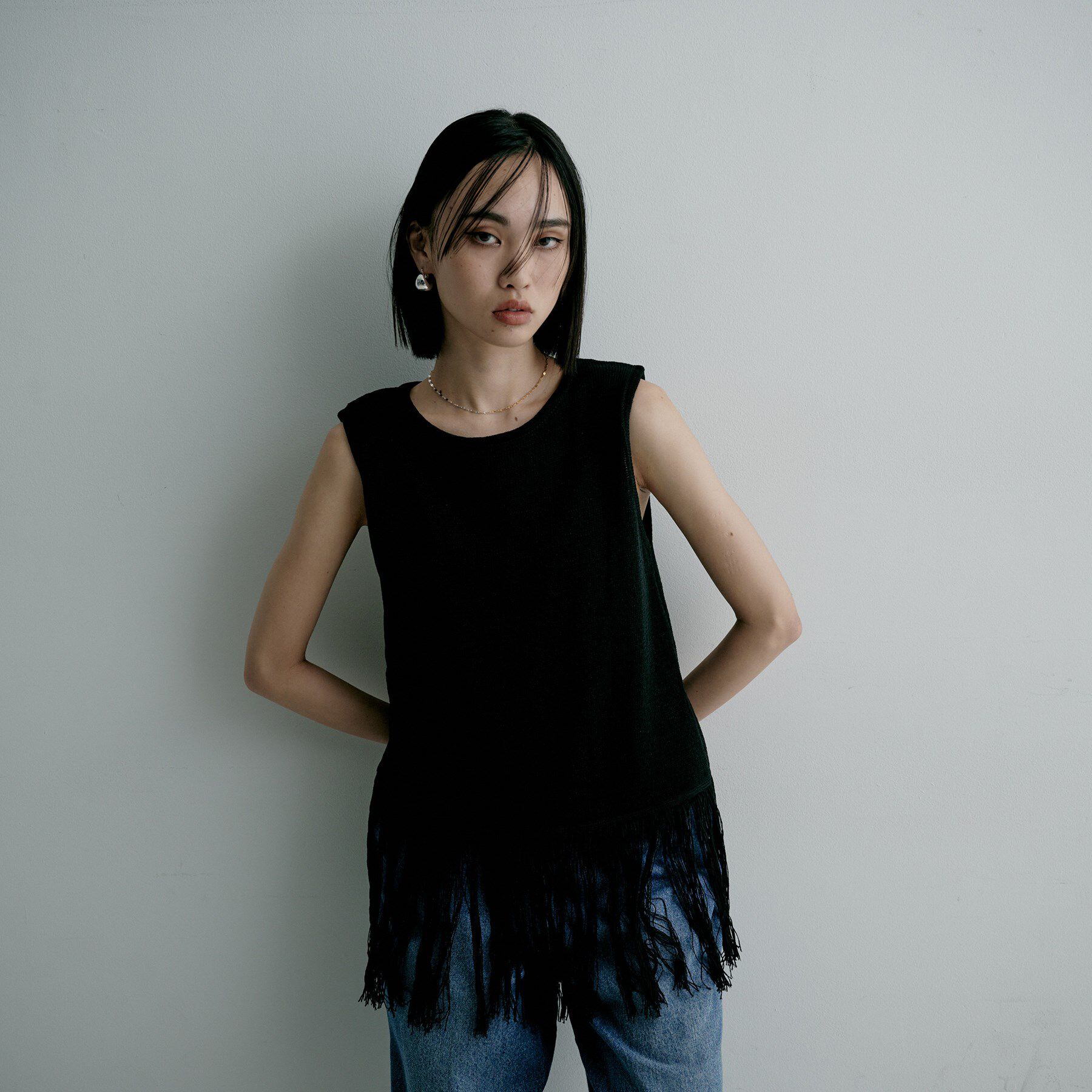 COCOSHNIK ONKITSCH「シルバー コンビカラー デュアルペタルネックレス」|ネックレス|