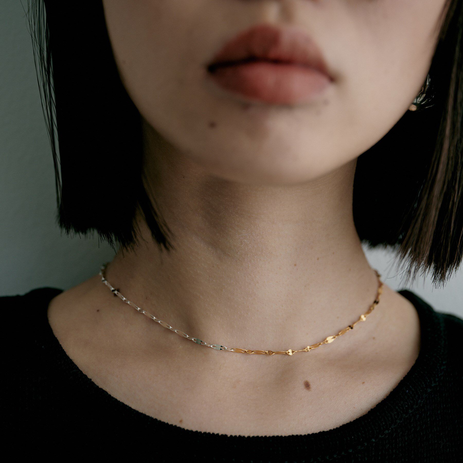 COCOSHNIK ONKITSCH「シルバー コンビカラー デュアルペタルネックレス」|ネックレス|