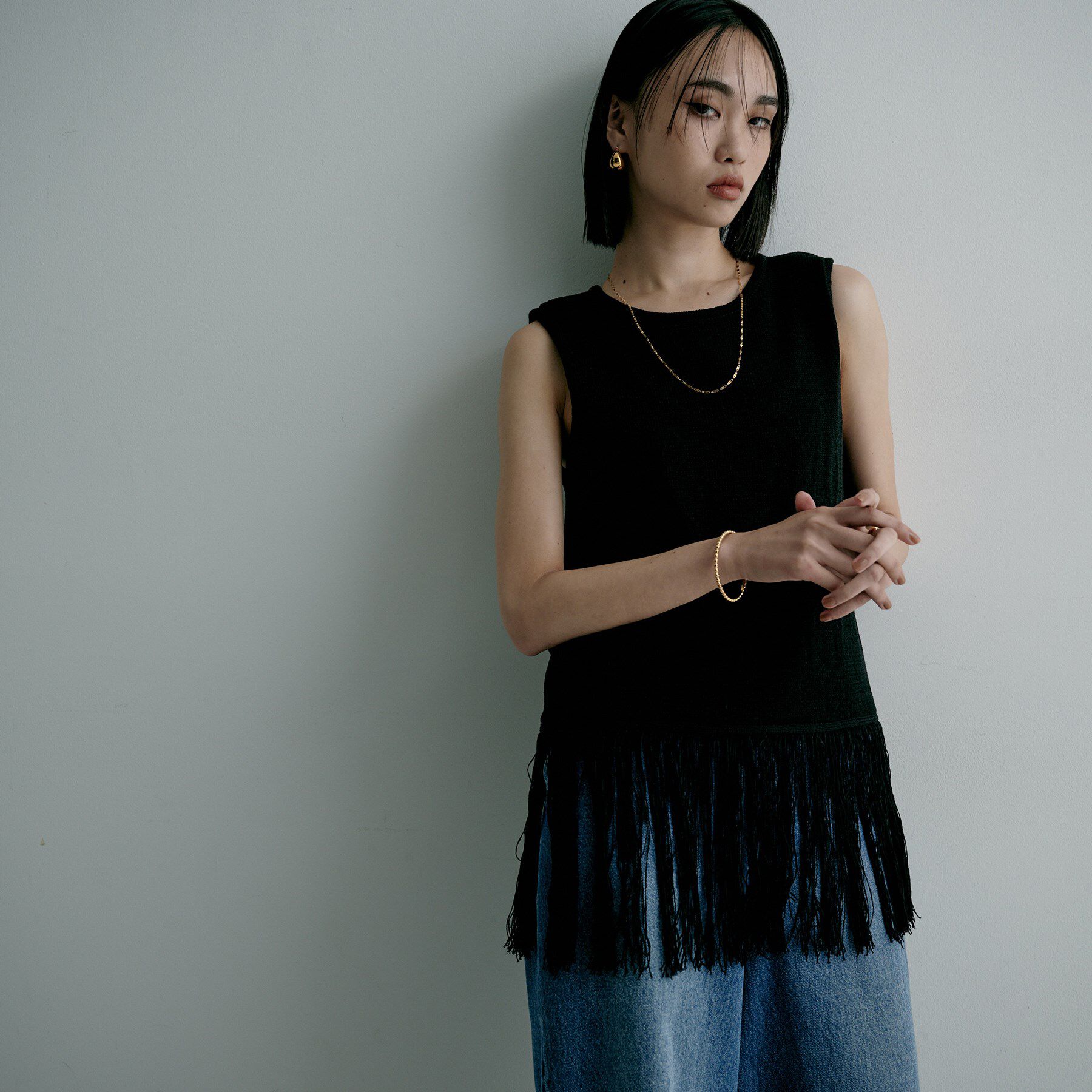 COCOSHNIK ONKITSCH「シルバー デザインチェーン デュアルペタルネックレス（60cm）GP」|ネックレス|