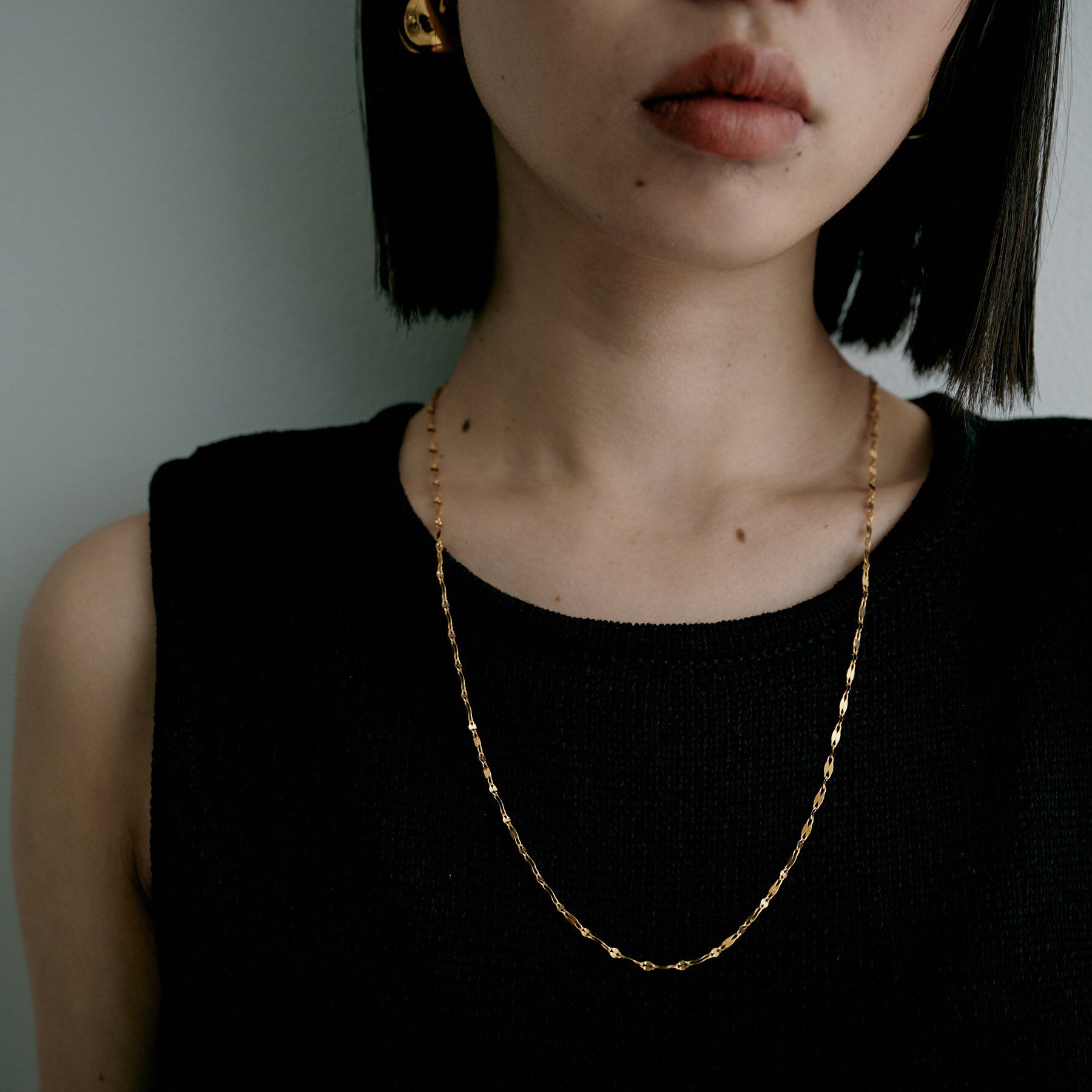 COCOSHNIK ONKITSCH「シルバー デザインチェーン デュアルペタルネックレス（60cm）GP」|ネックレス|