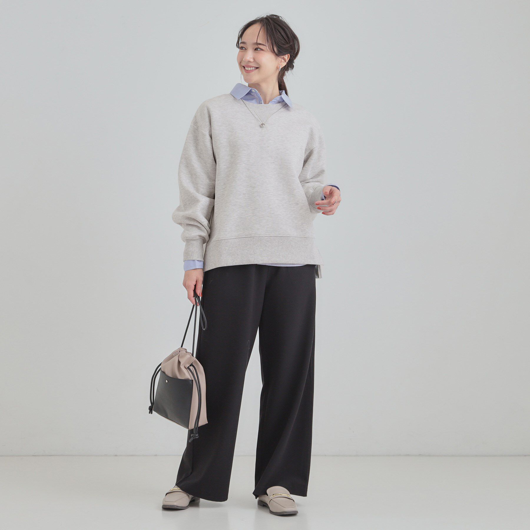 SHOO･LA･RUE「【あったか/S-LL】シンプルだから使いやすい ガゼット付き 裏起毛スウェット」|パーカー|