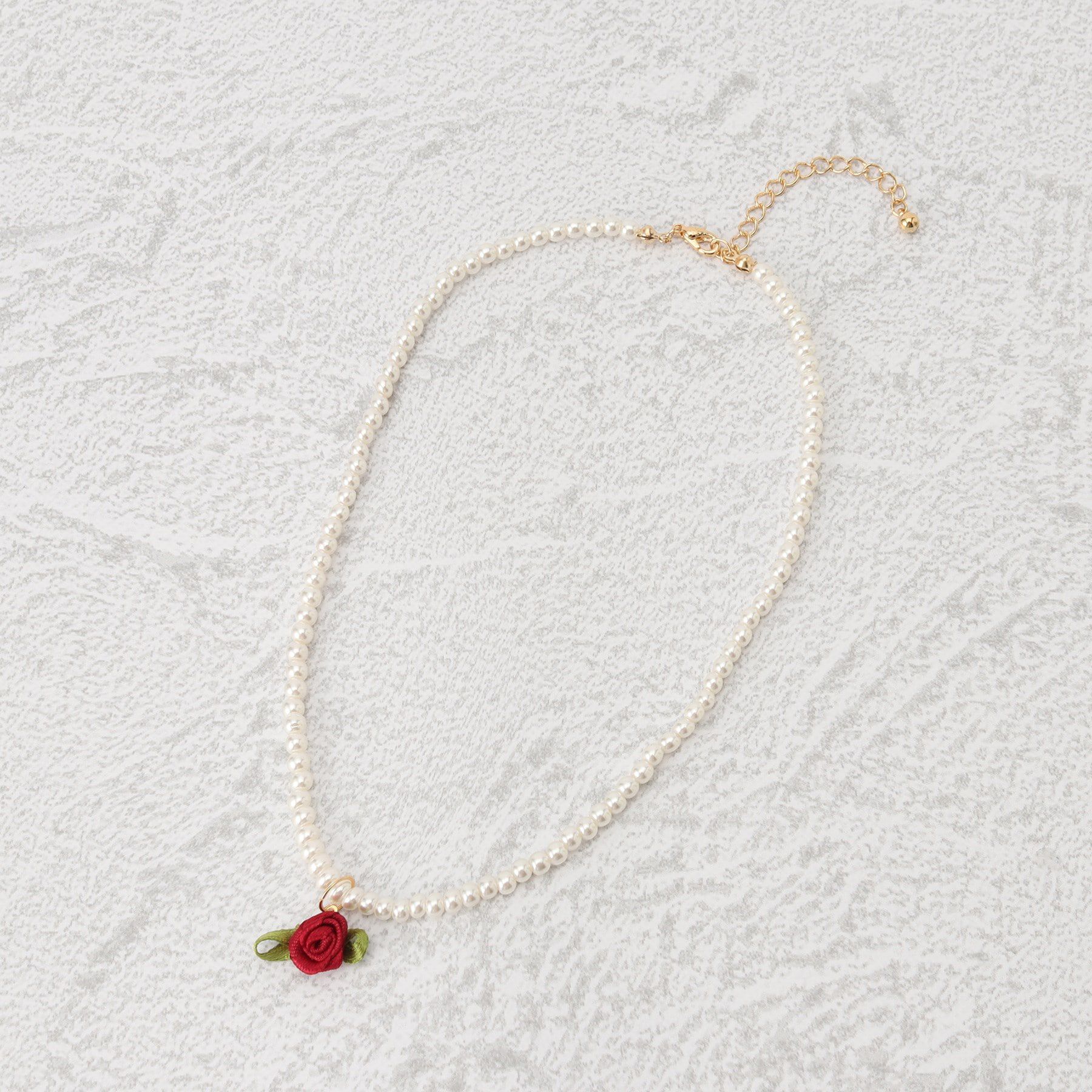 Grandedge「ガーリー系 フェミニン系 バラ ネックレス パール調 チョーカー」|ネックレス|