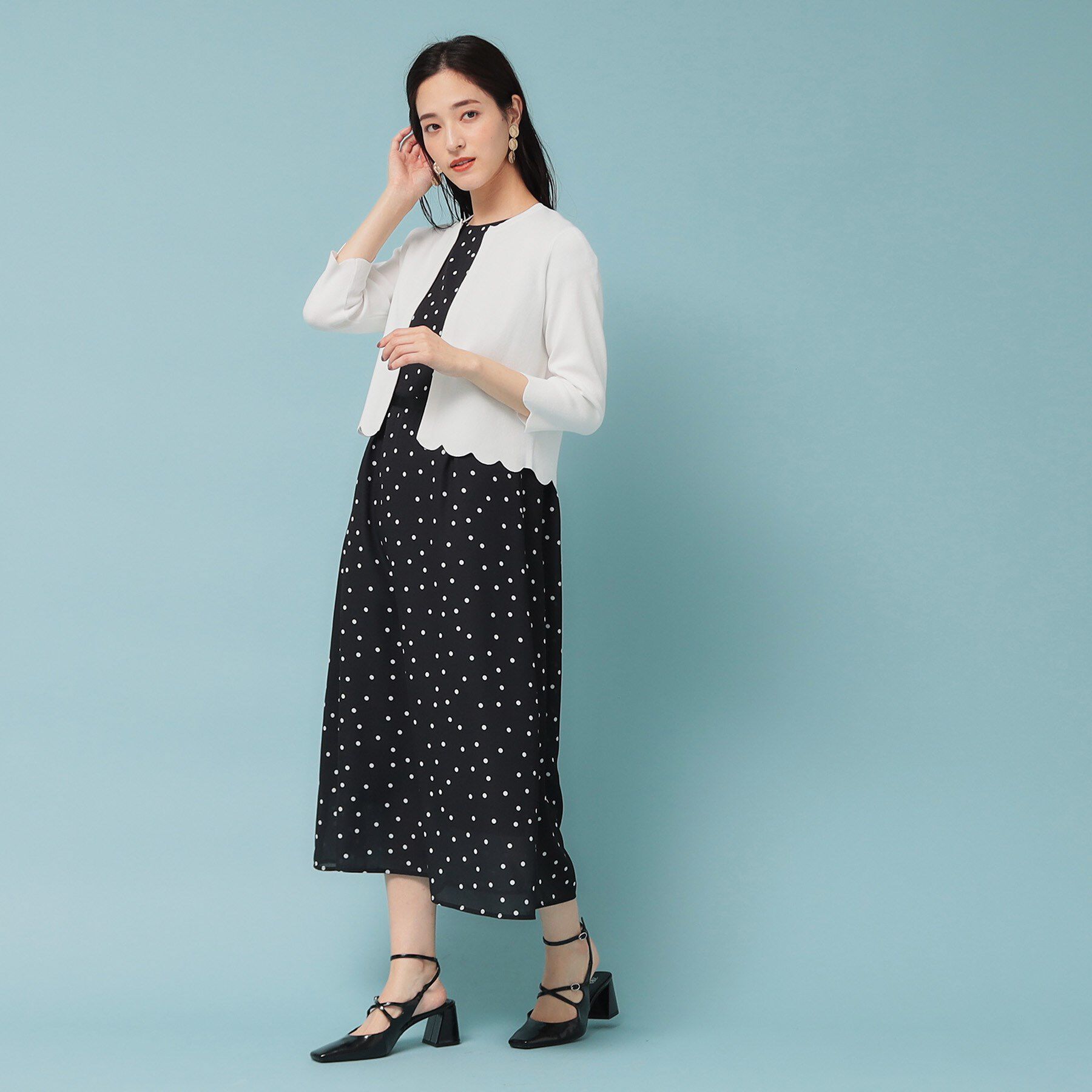 SunaUna「【人気シリーズ/4色展開】スカラップ7分袖ボレロ」|カーディガン|