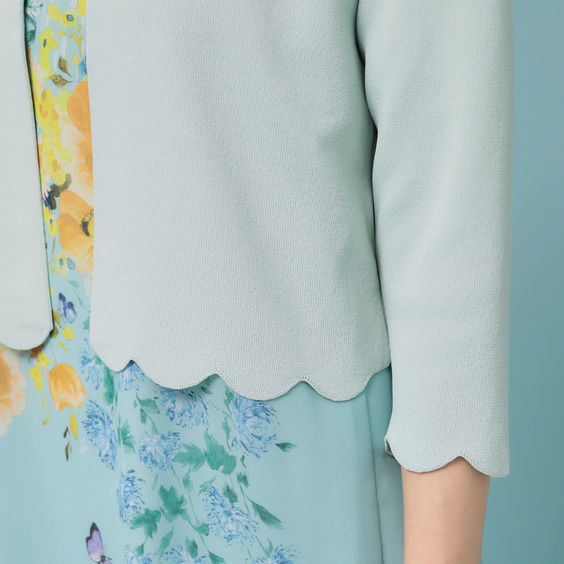 SunaUna「【人気シリーズ/4色展開】スカラップ7分袖ボレロ」|カーディガン|