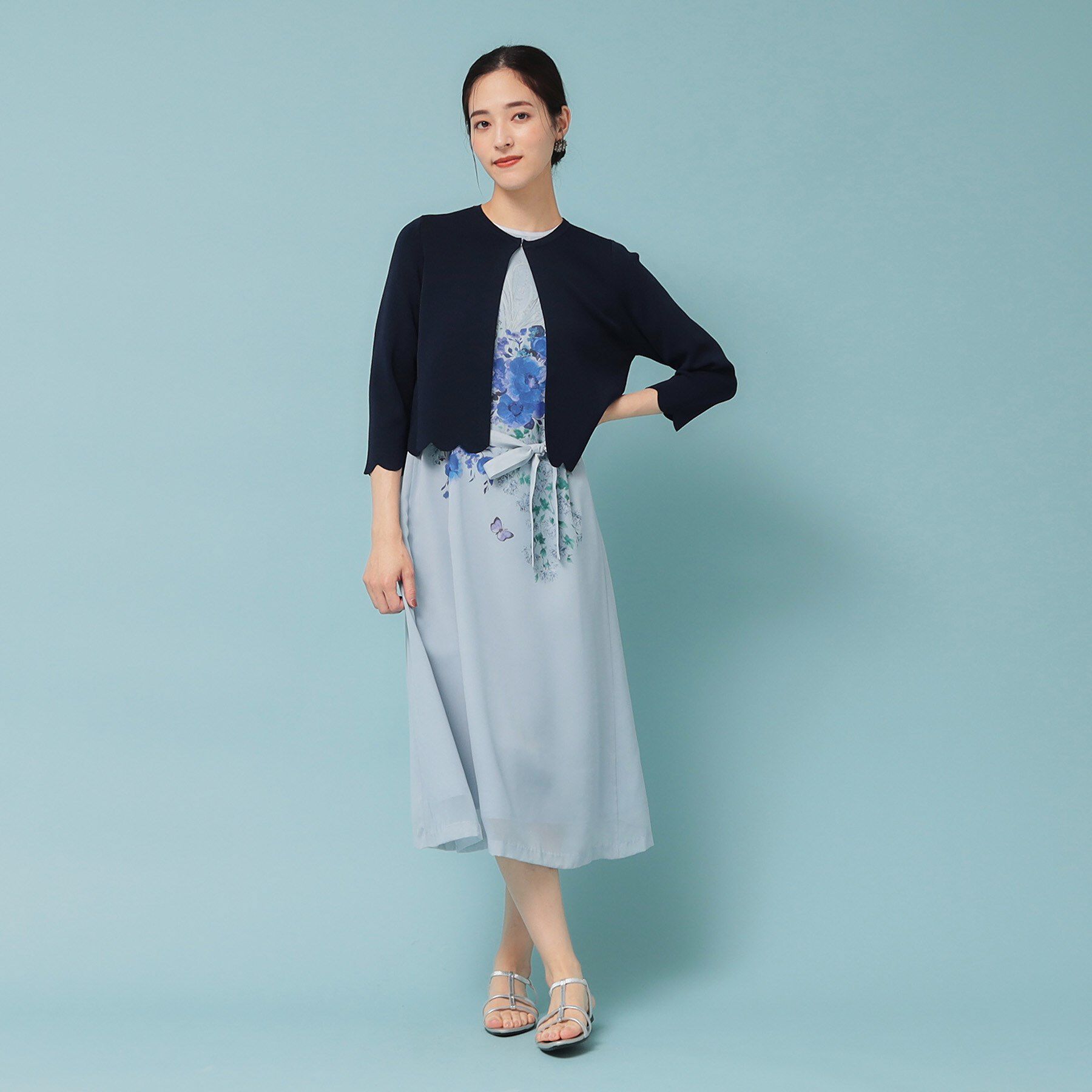 SunaUna「【人気シリーズ/4色展開】スカラップ7分袖ボレロ」|カーディガン|