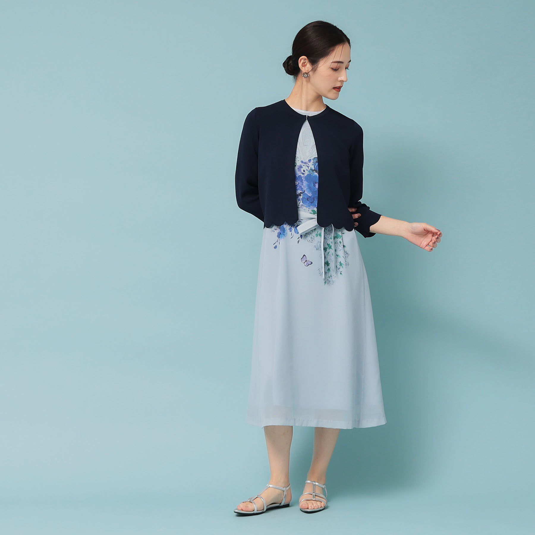 SunaUna「【人気シリーズ/4色展開】スカラップ7分袖ボレロ」|カーディガン|