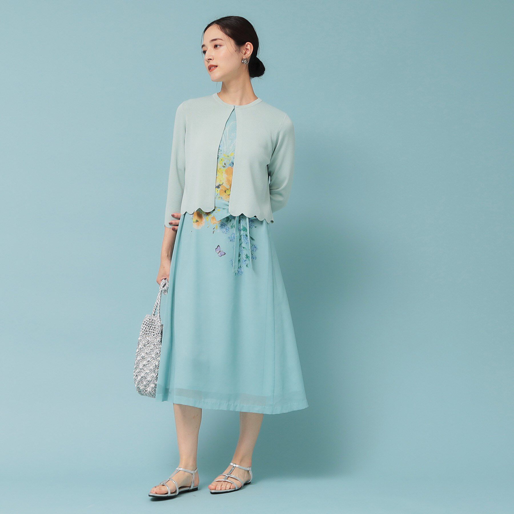 SunaUna「【人気シリーズ/4色展開】スカラップ7分袖ボレロ」|カーディガン|