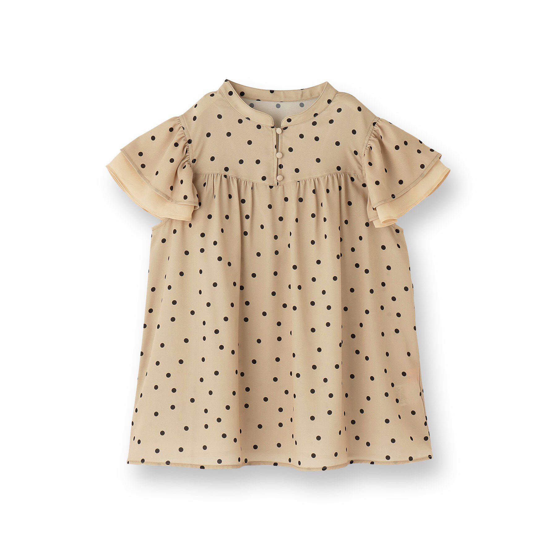 SunaUna「【袖ラッフル／S～L】ドット柄ブラウス」|シャツ・ブラウス|